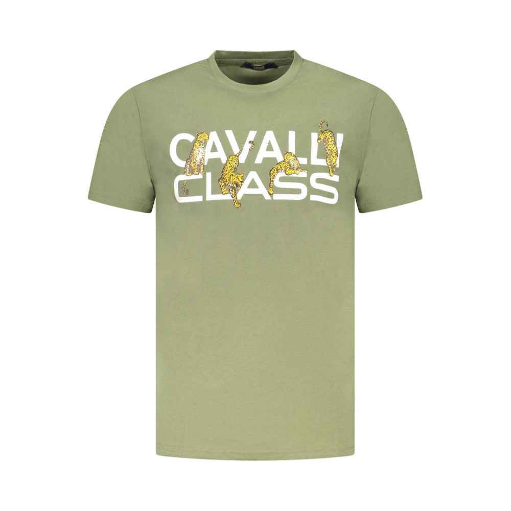 Cavalli Class Green Cotton Men T-Shirt