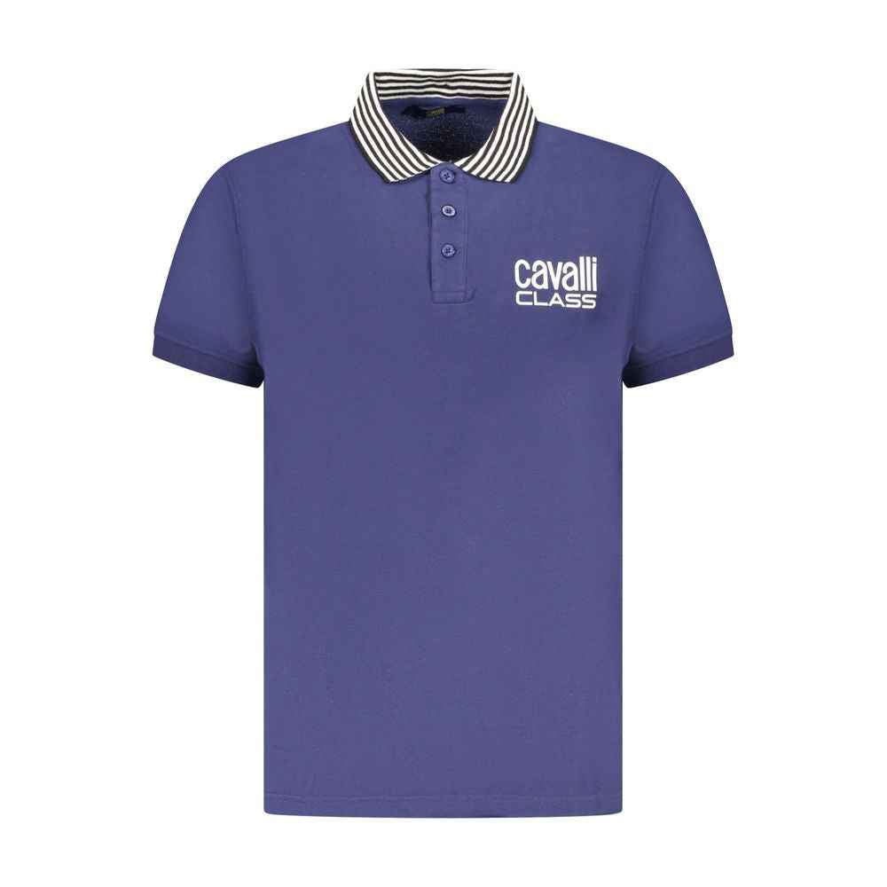 Cavalli Class Blue Cotton Men Polo Shirt