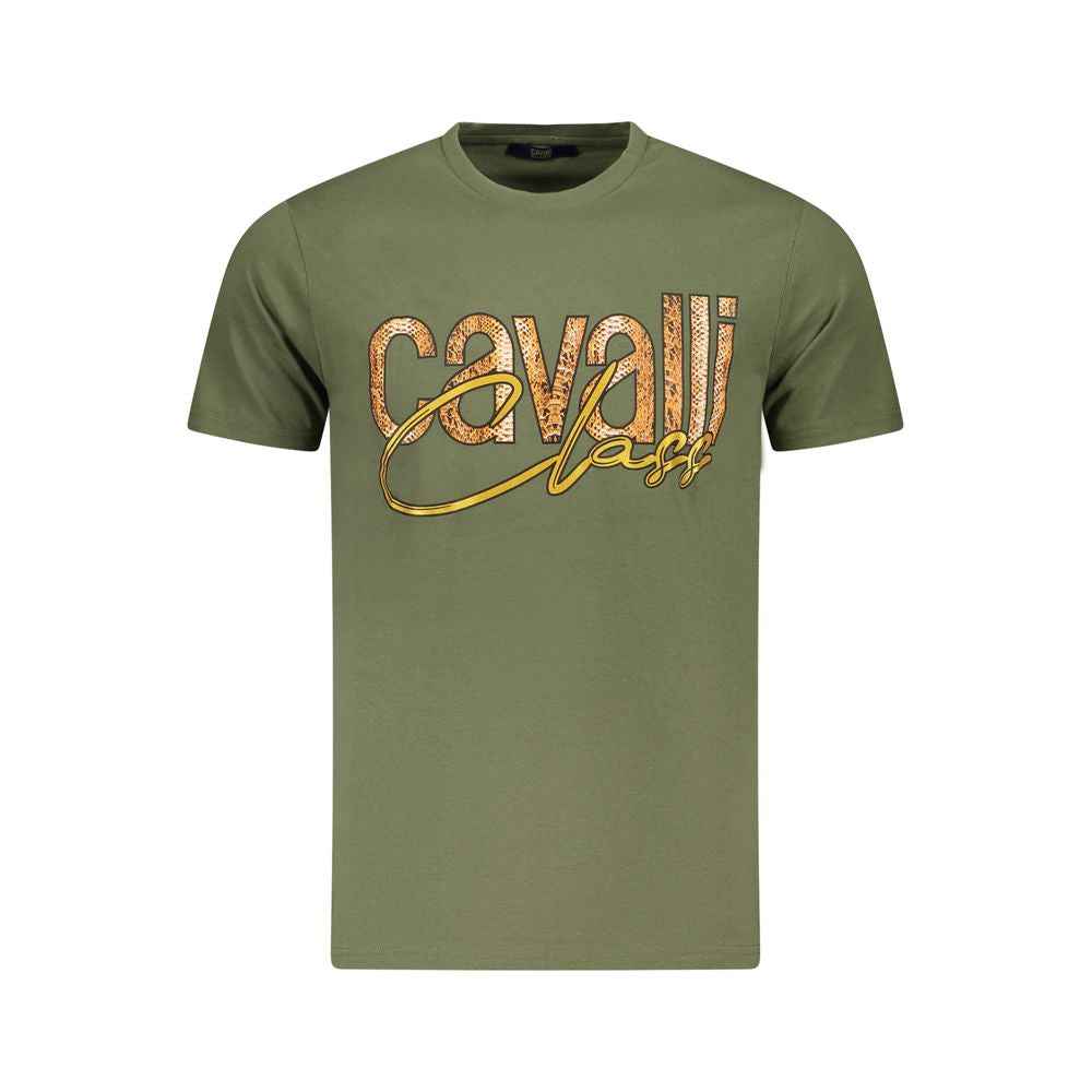 Cavalli Class Green Cotton Men T-Shirt