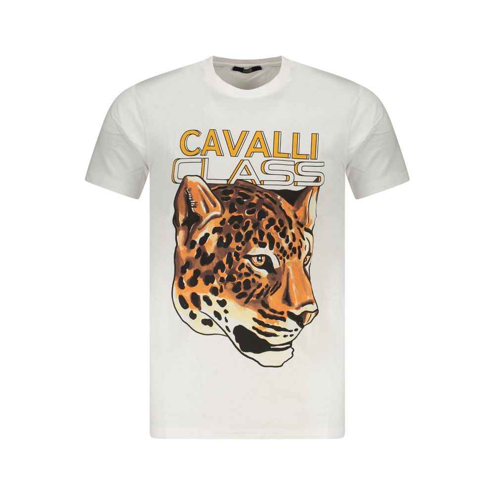 Cavalli Class White Cotton Men T-Shirt
