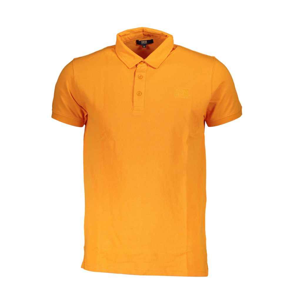 Cavalli Class Orange Cotton Men Polo Shirt