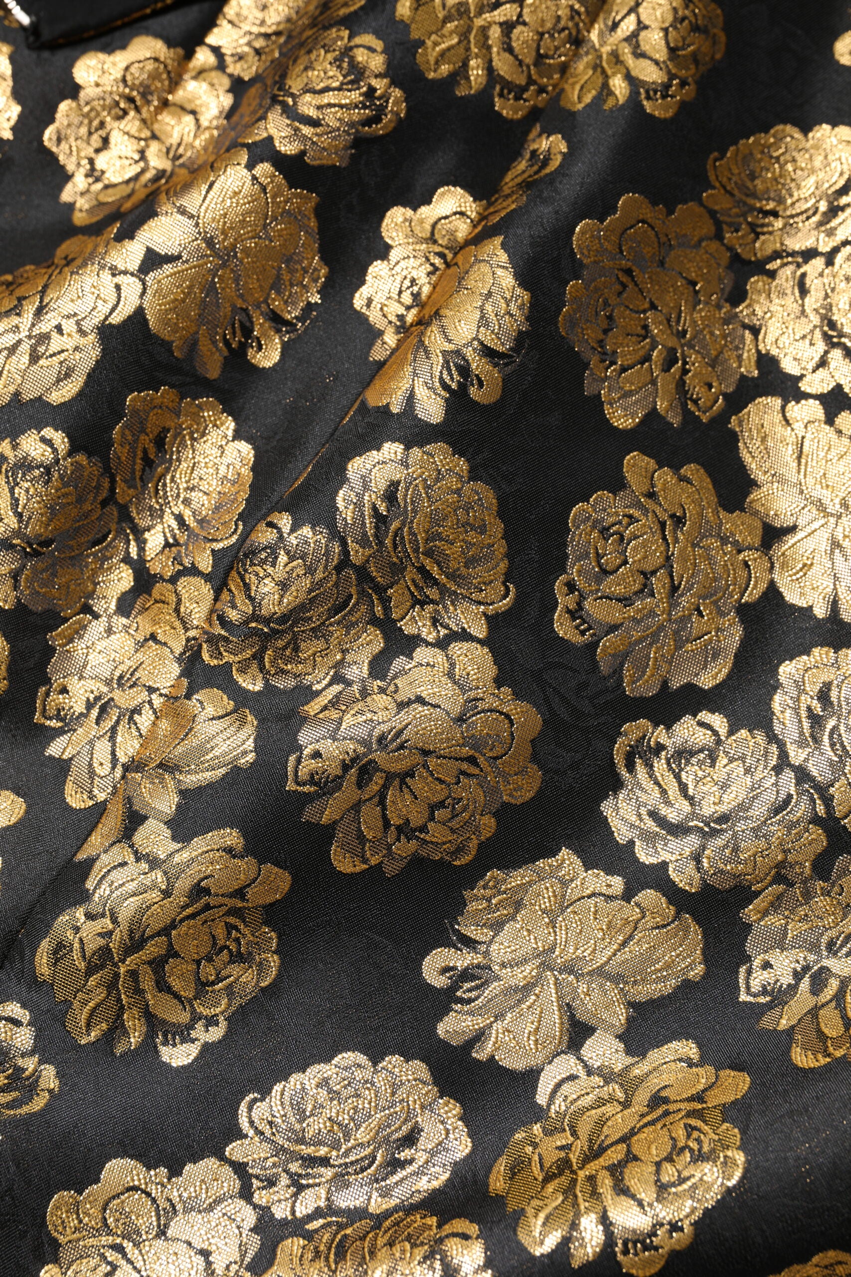Dolce & Gabbana Black Gold Floral Print Jacquard Mini Skirt