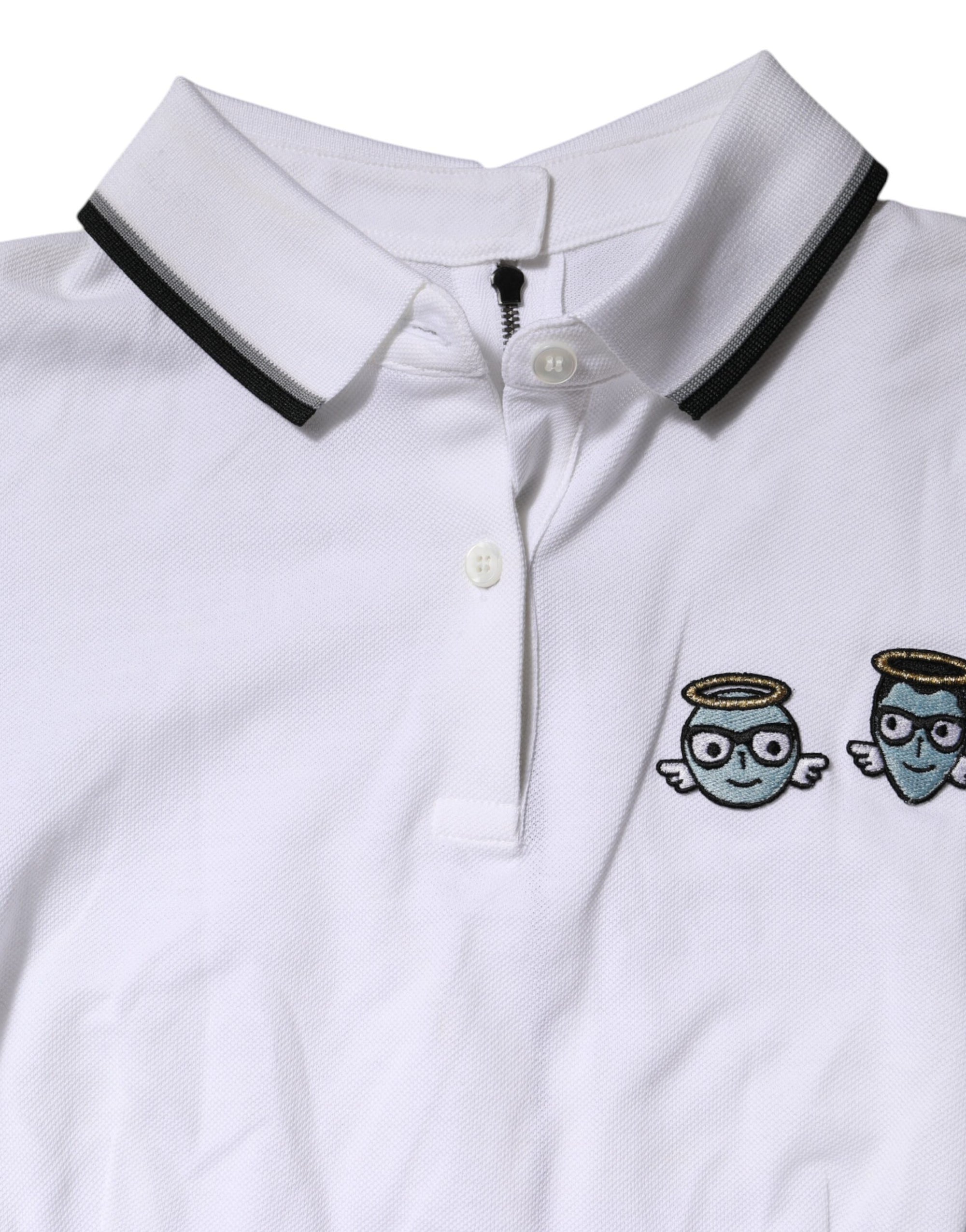Dolce & Gabbana White Cotton Short Sleeves Collared Polo Top
