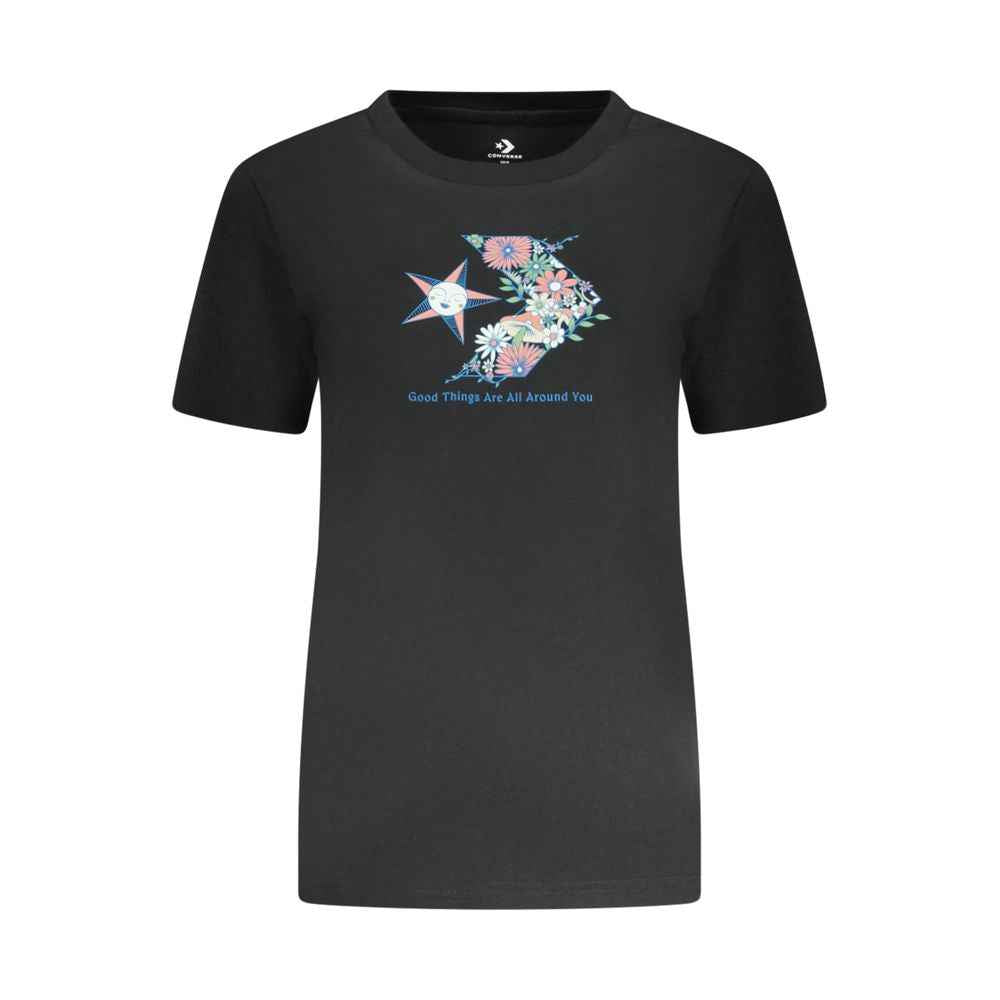 Converse Black Cotton Women T-Shirt