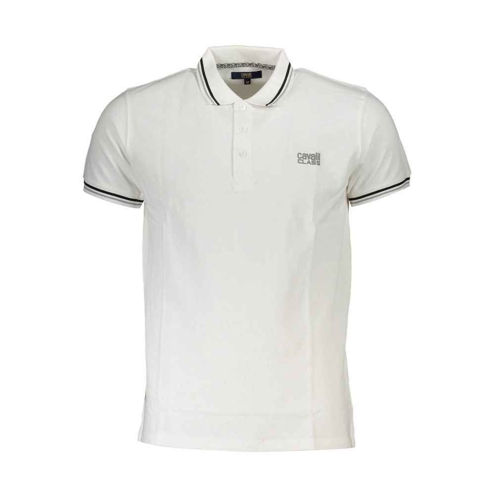 Cavalli Class White Cotton Men Polo Shirt