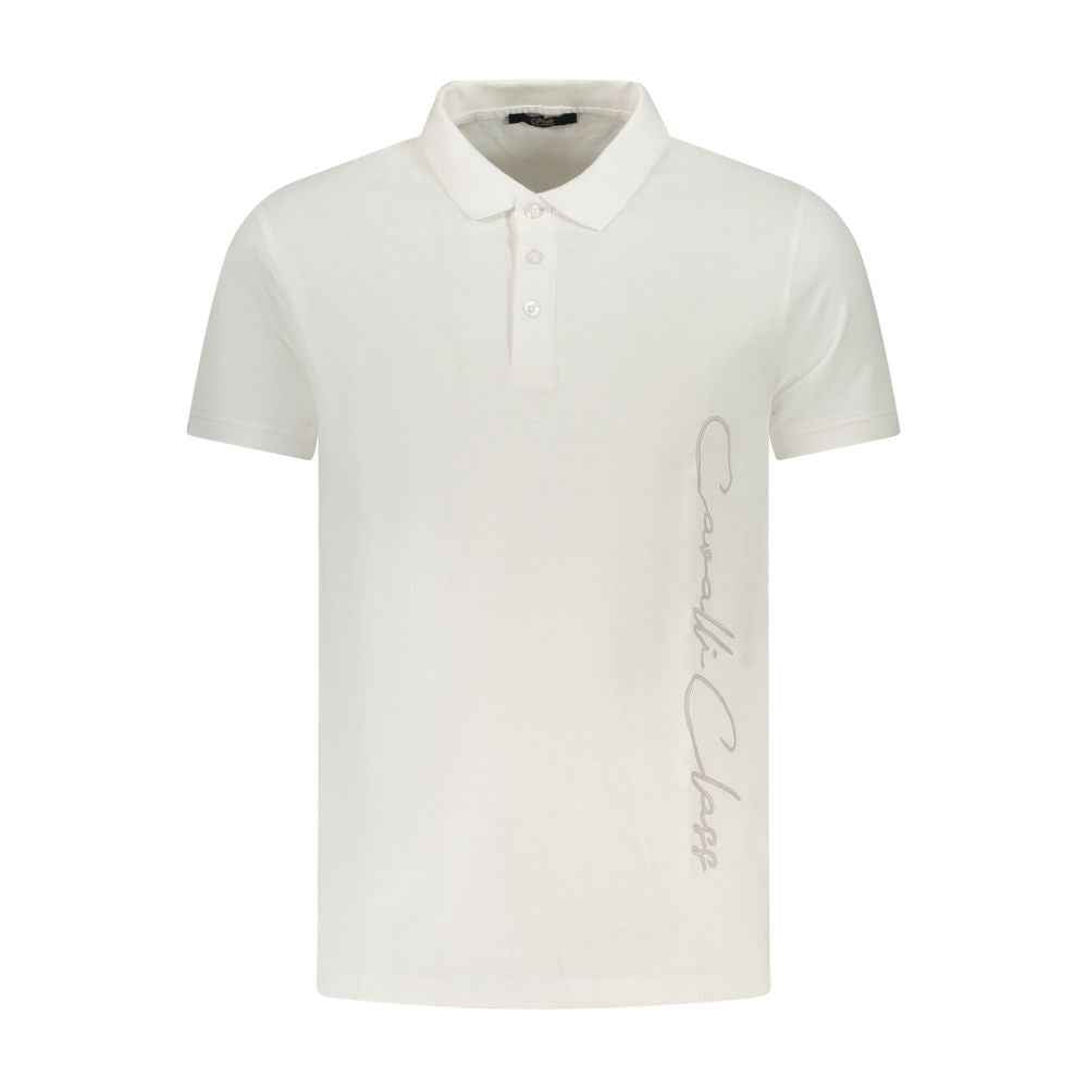Cavalli Class White Cotton Men Polo Shirt