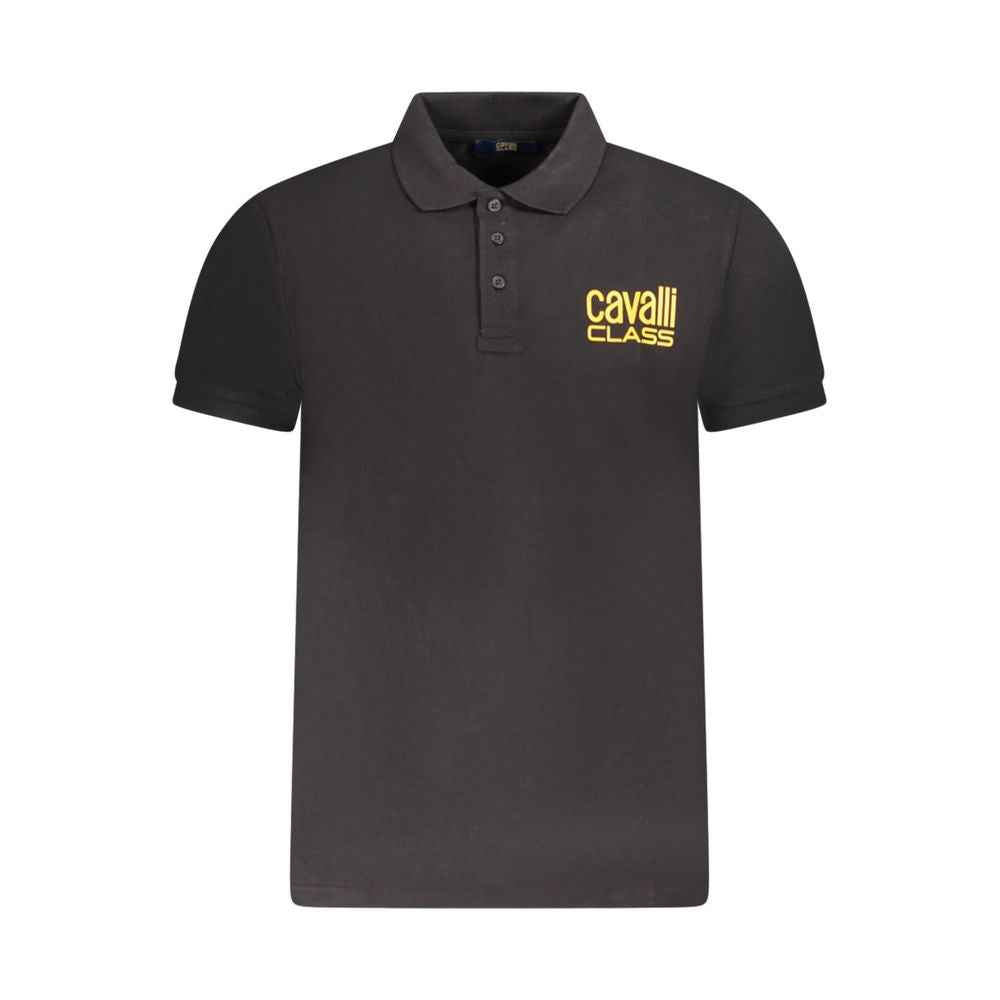 Cavalli Class Black Cotton Men Polo Shirt