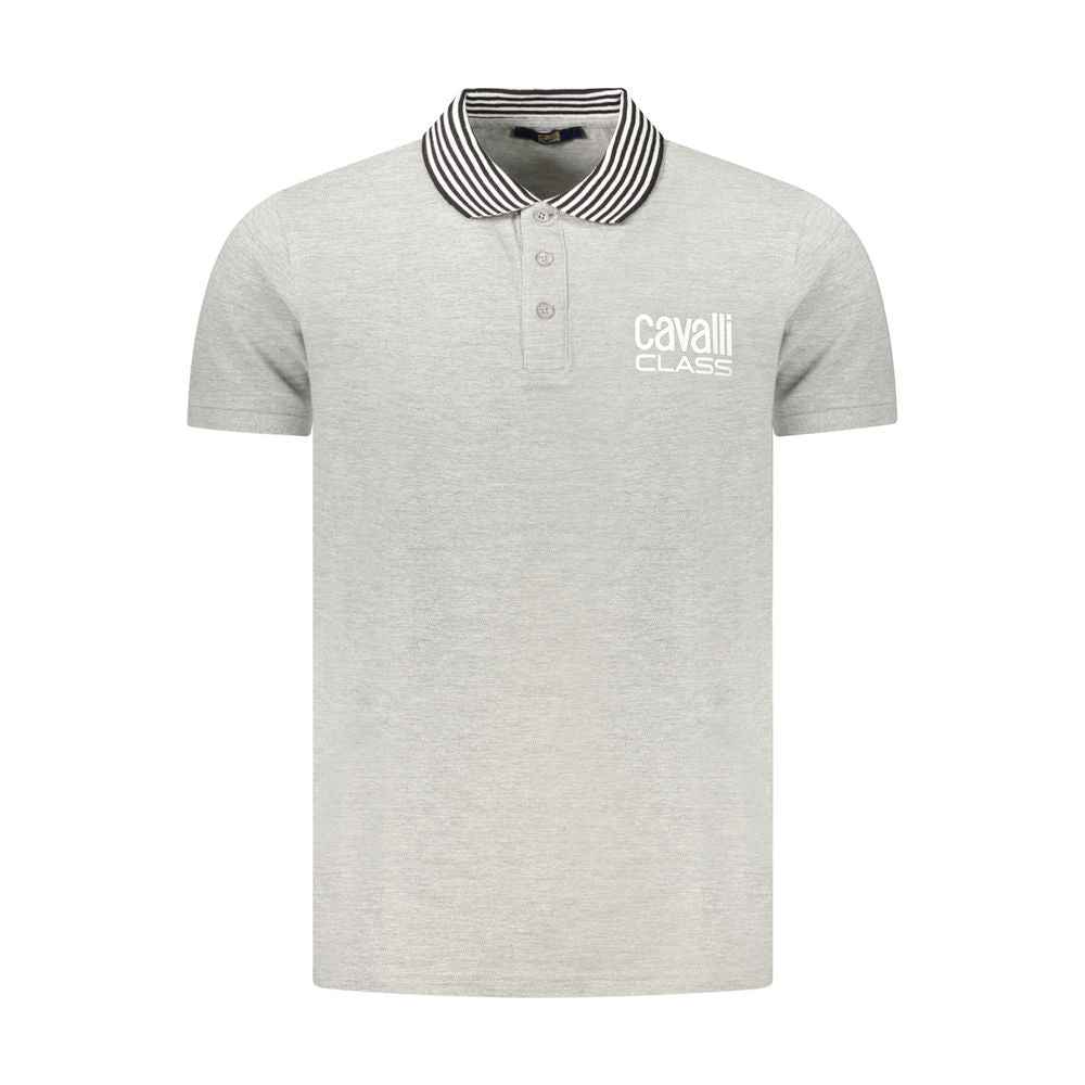 Cavalli Class Gray Cotton Polo Shirt