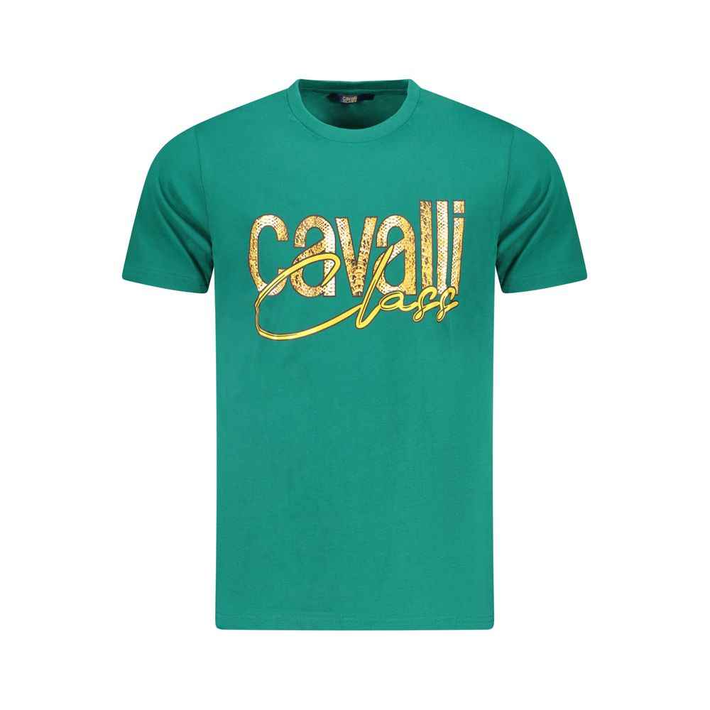 Cavalli Class Green Cotton Men T-Shirt