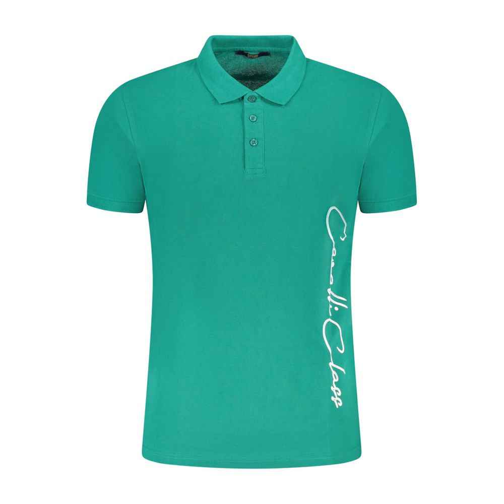 Cavalli Class Green Cotton Men Polo Shirt