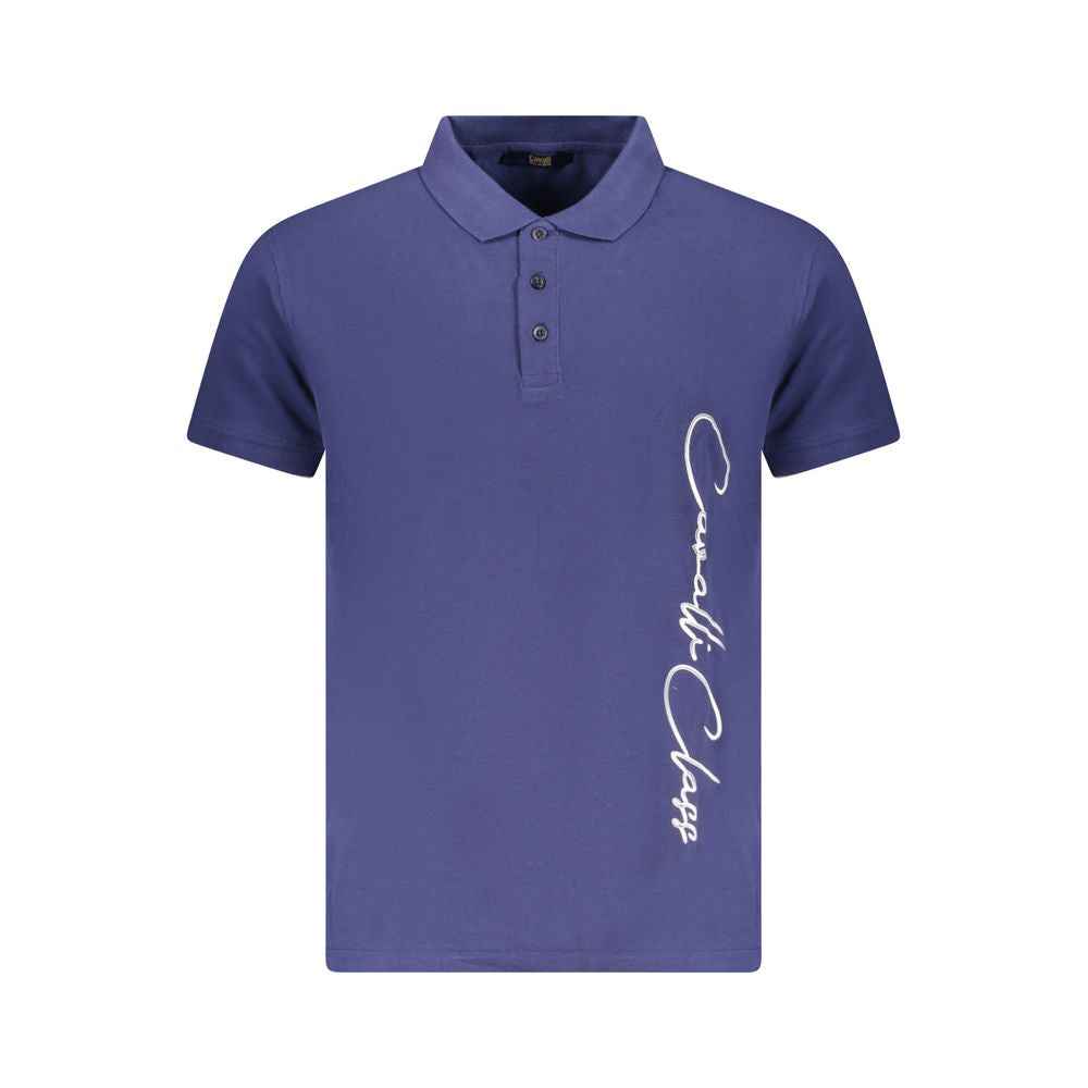 Cavalli Class Blue Cotton Men Polo Shirt