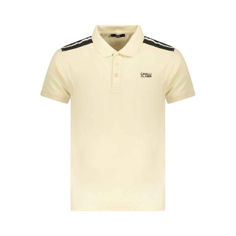 Cavalli Class Beige Cotton Men Polo Shirt