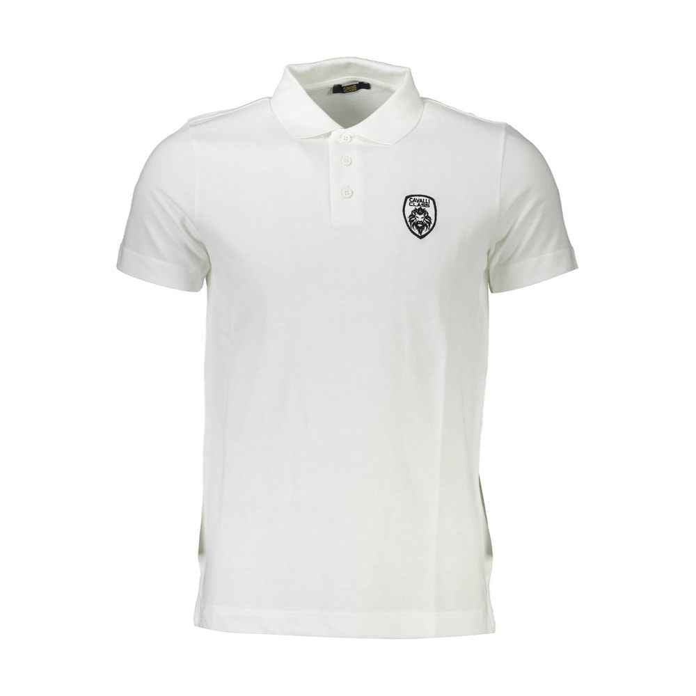 Cavalli Class White Cotton Men Polo Shirt
