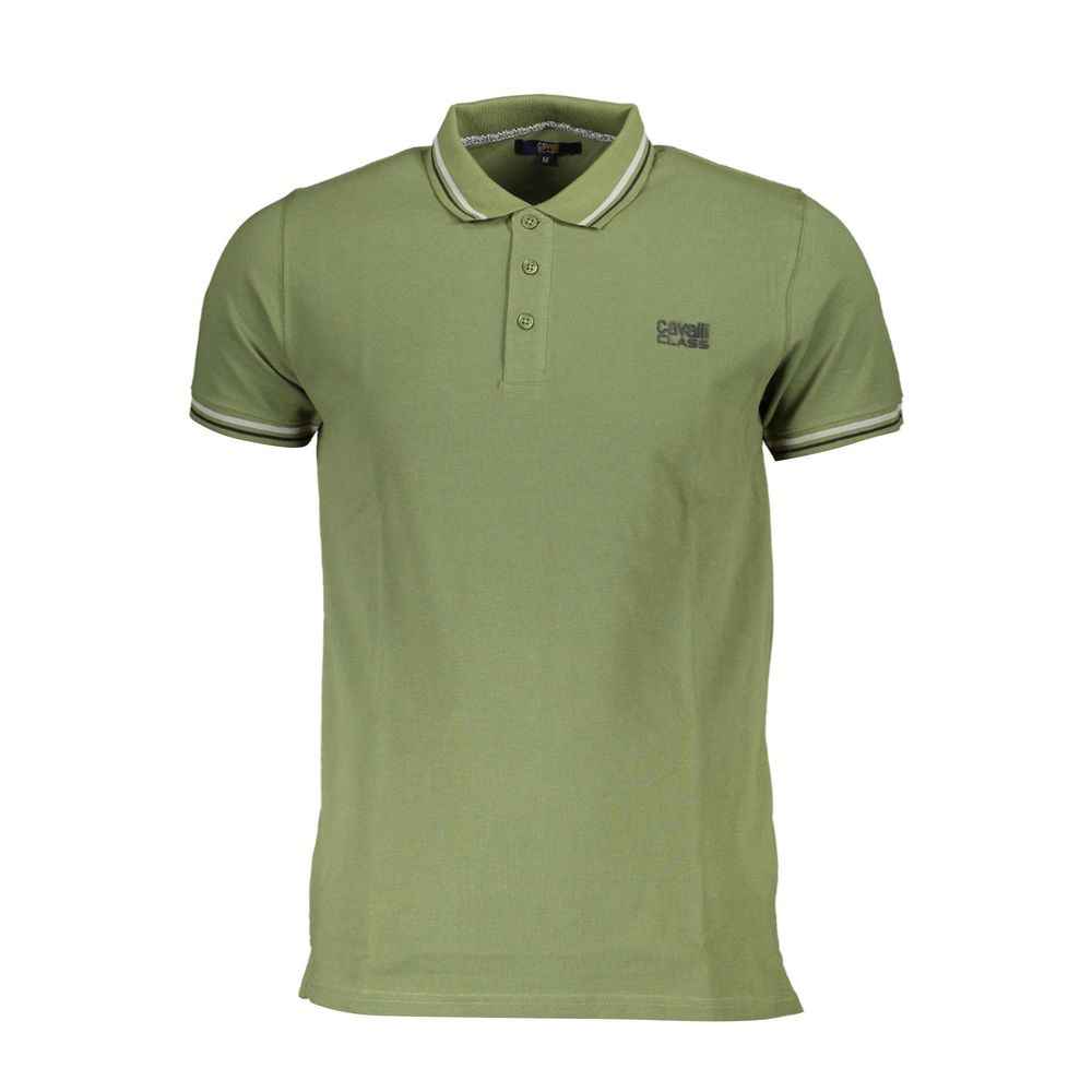 Cavalli Class Green Cotton Men Polo Shirt