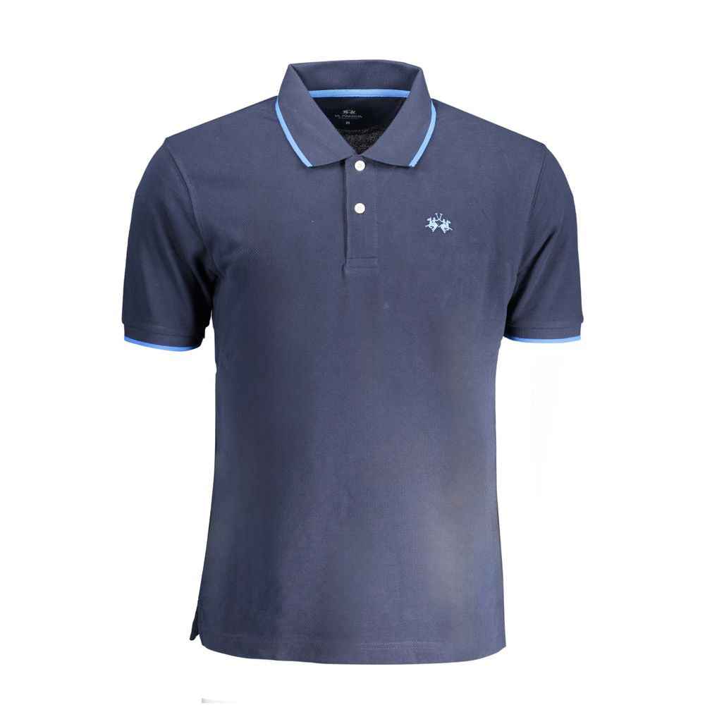 La Martina Blue Cotton Men Polo Shirt