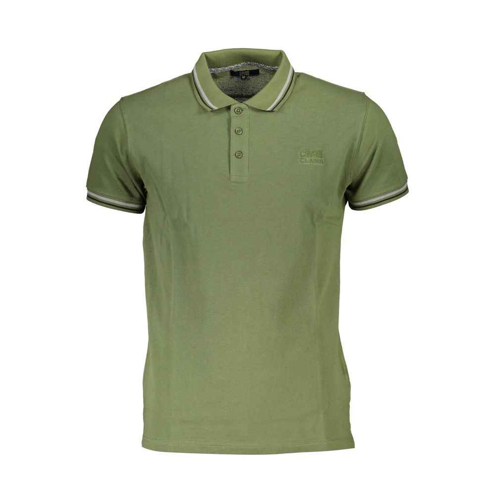Cavalli Class Green Cotton Men Polo Shirt