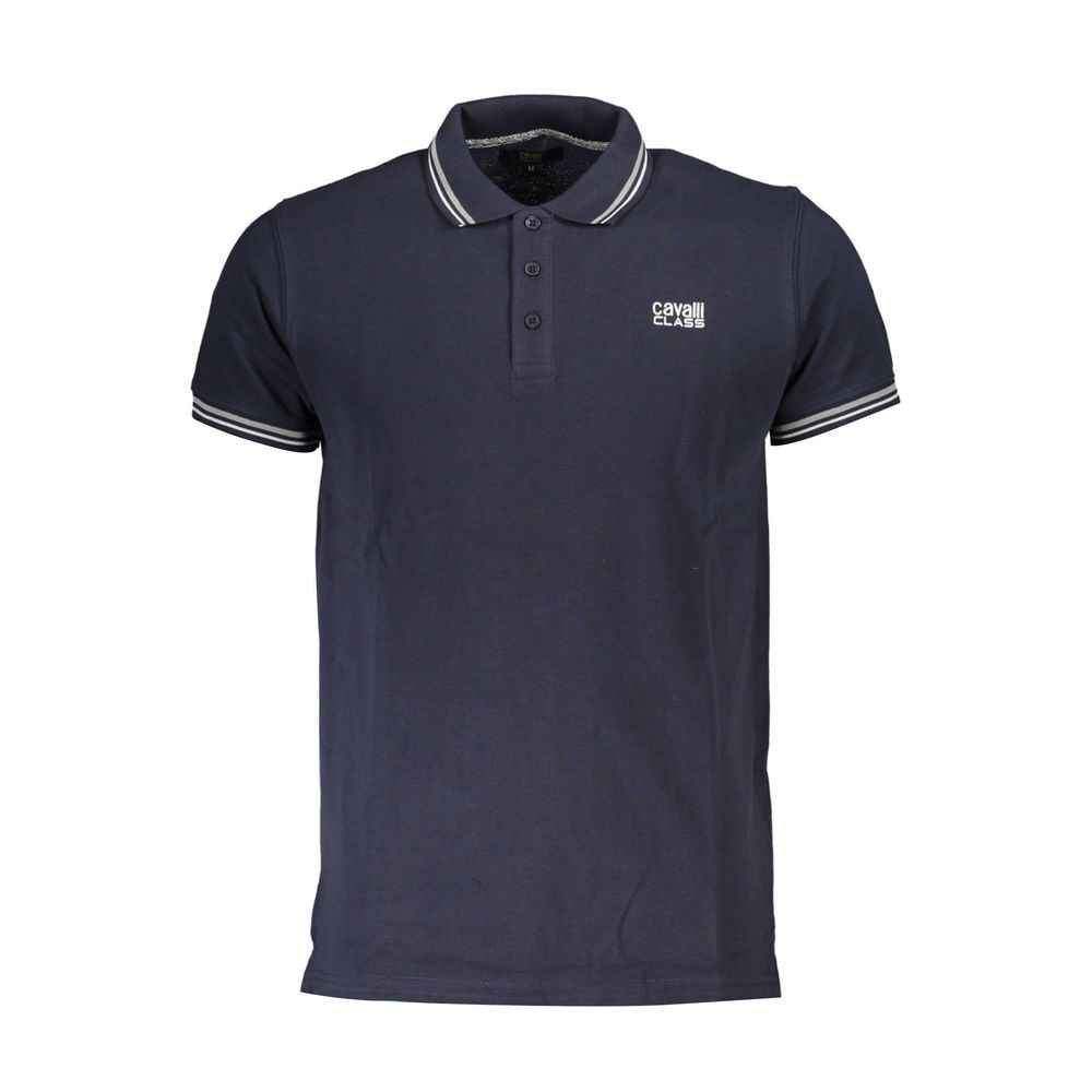 Cavalli Class Blue Cotton Men Polo Shirt