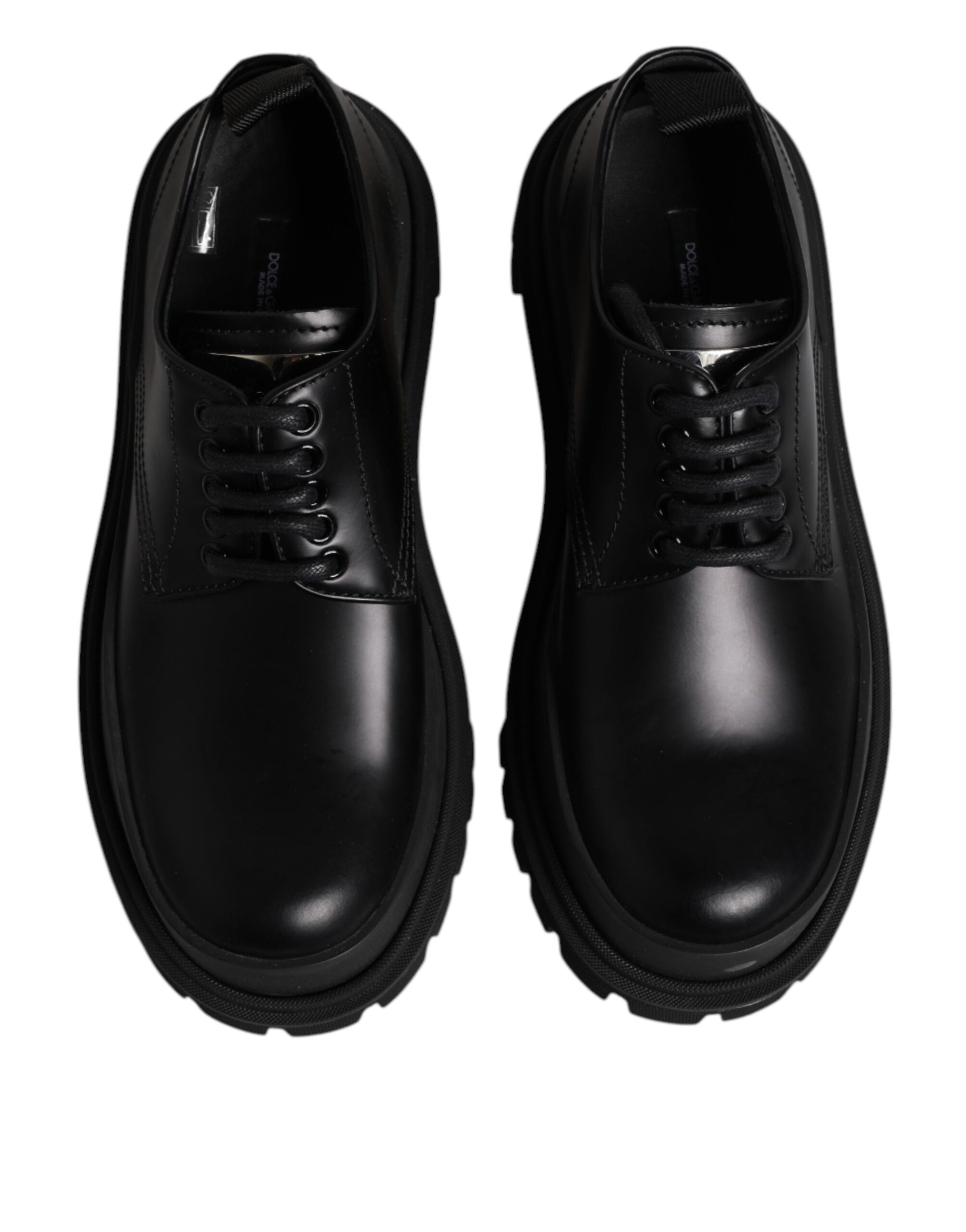 Dolce & Gabbana Black Leather Lace Up Derby Men Dress Shoes