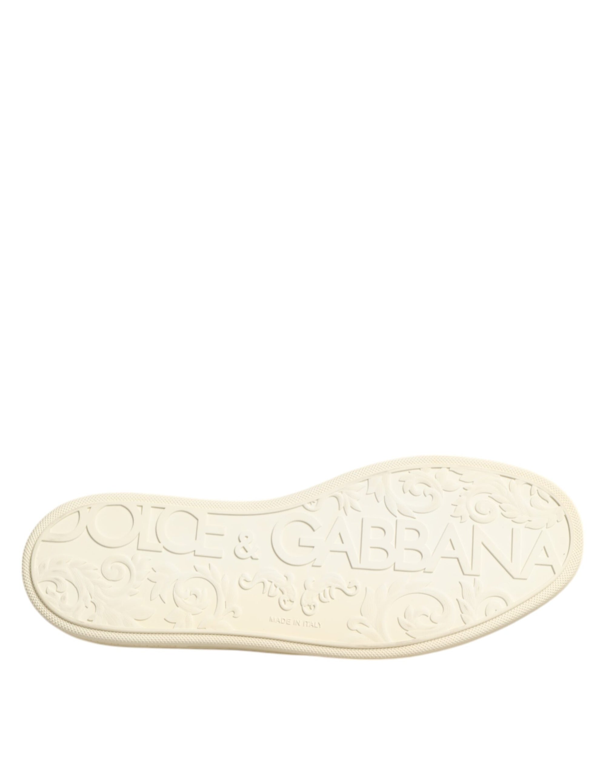 Dolce & Gabbana Black Leather Bee Crown Low Top Sneakers Shoes