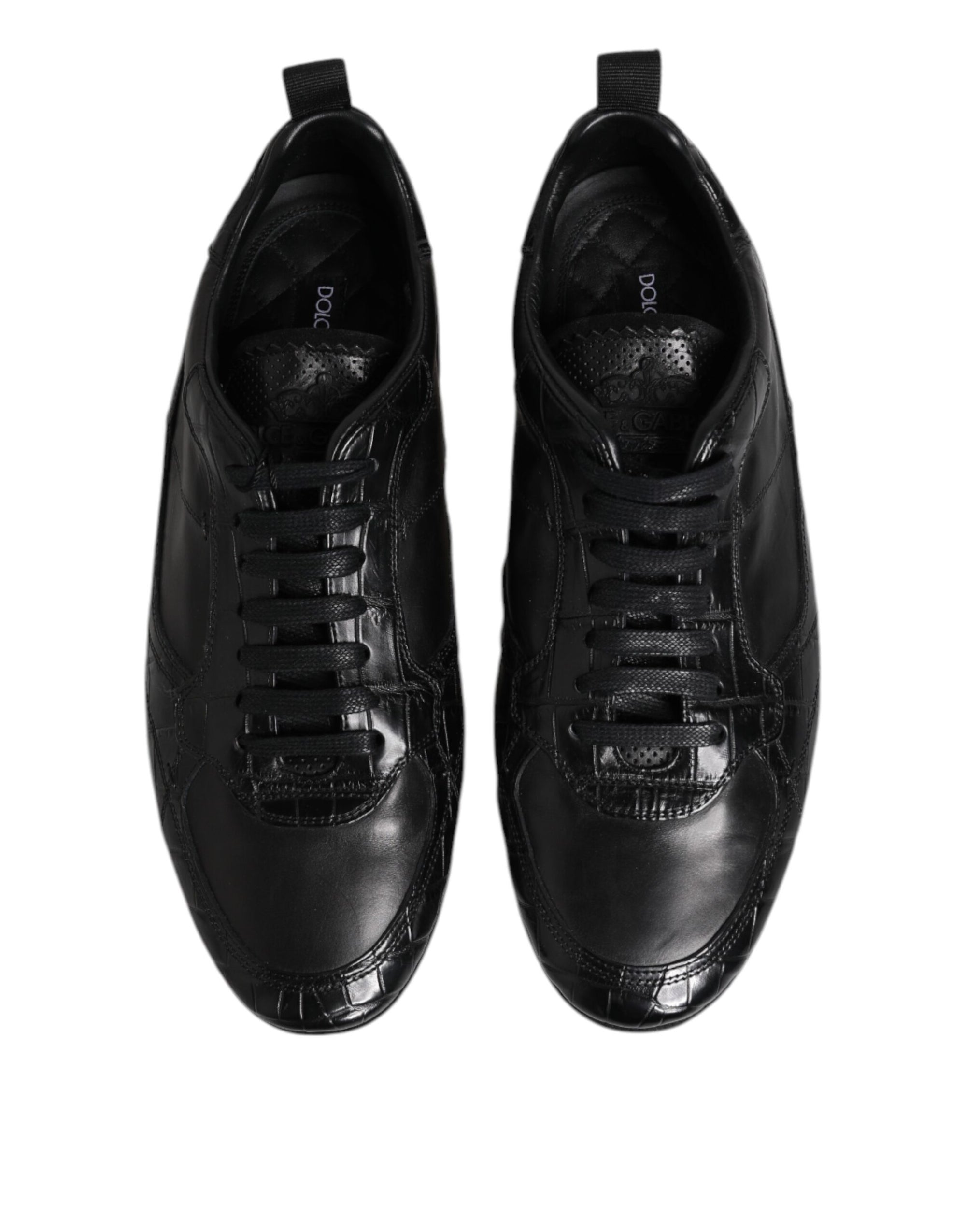Dolce & Gabbana Black Exotic Leather Low Top Sneakers Shoes