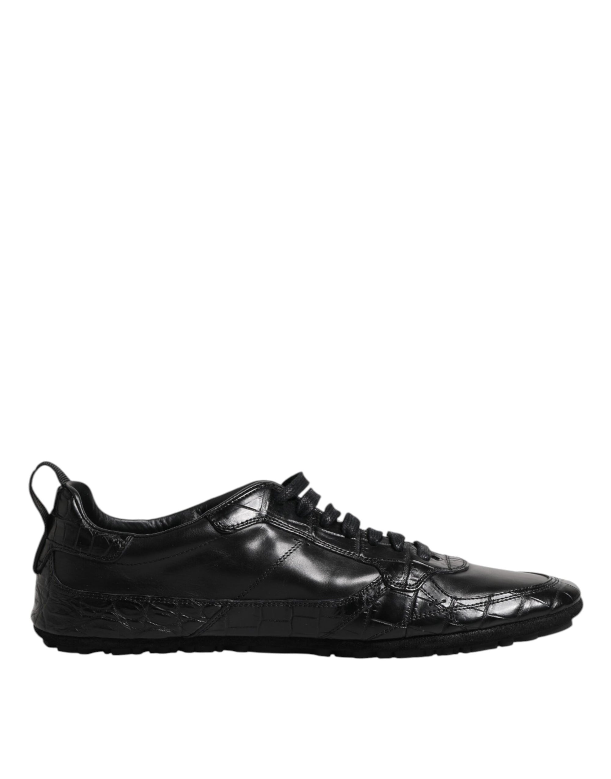 Dolce & Gabbana Black Exotic Leather Low Top Sneakers Shoes