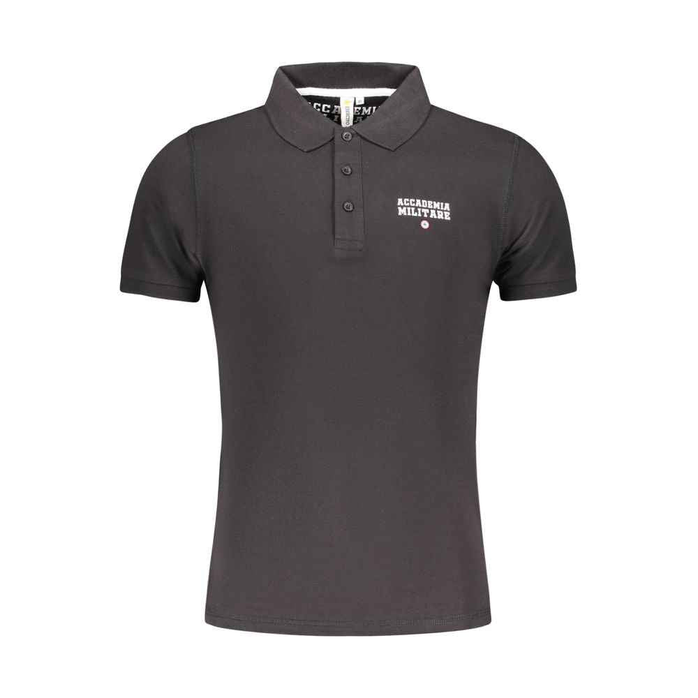 Accademia Militare Black Cotton Polo Shirt