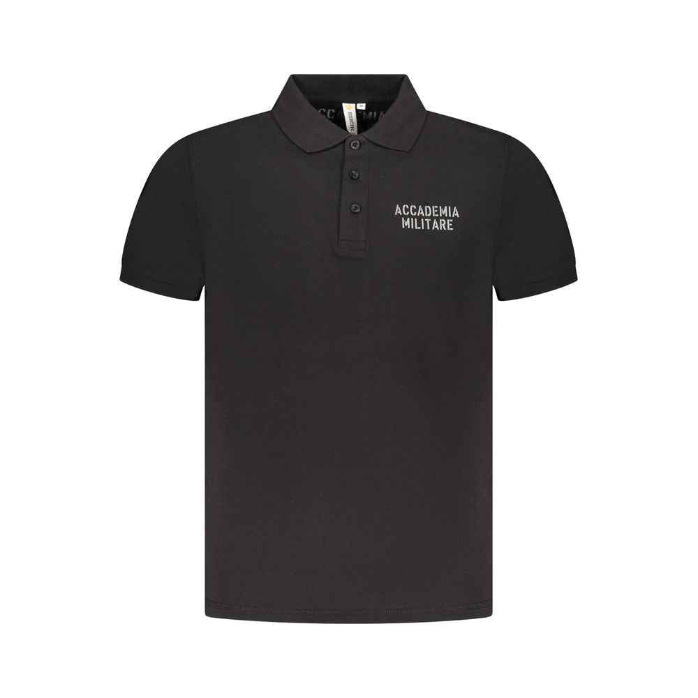 Accademia Militare Black Cotton Polo Shirt