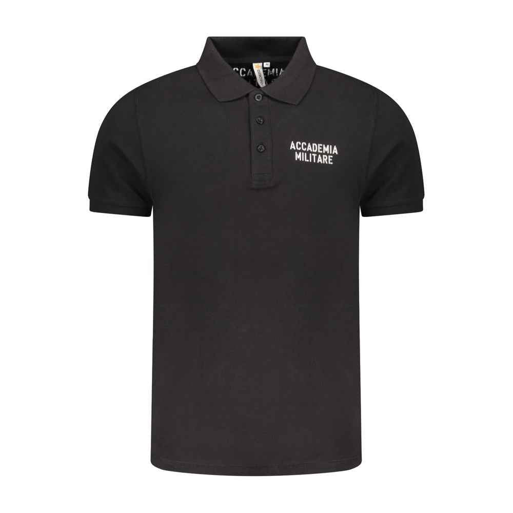 Accademia Militare Black Cotton Polo Shirt