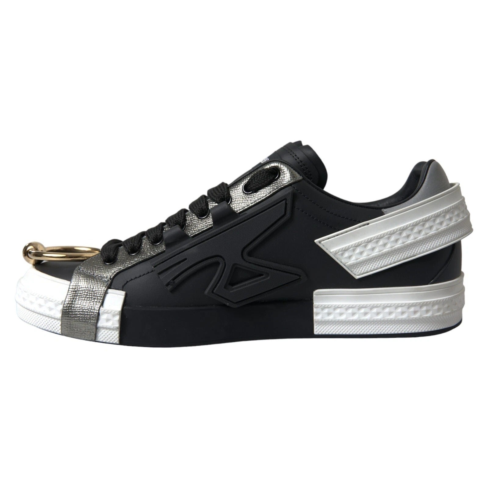 Dolce & Gabbana Black Leather Low Top Sneakers Portofino Shoes
