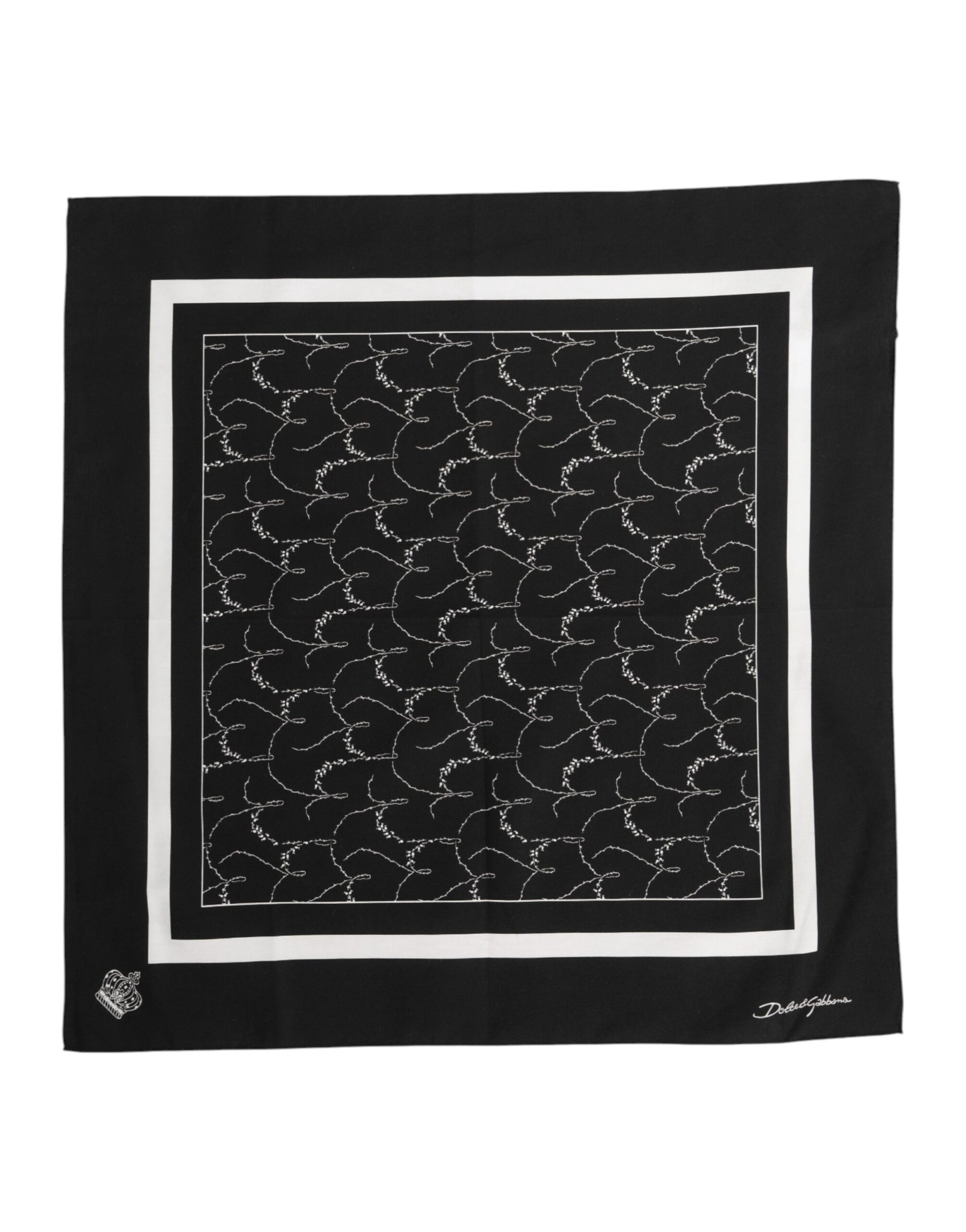 Dolce & Gabbana Black White Printed Square Foulard Scarf