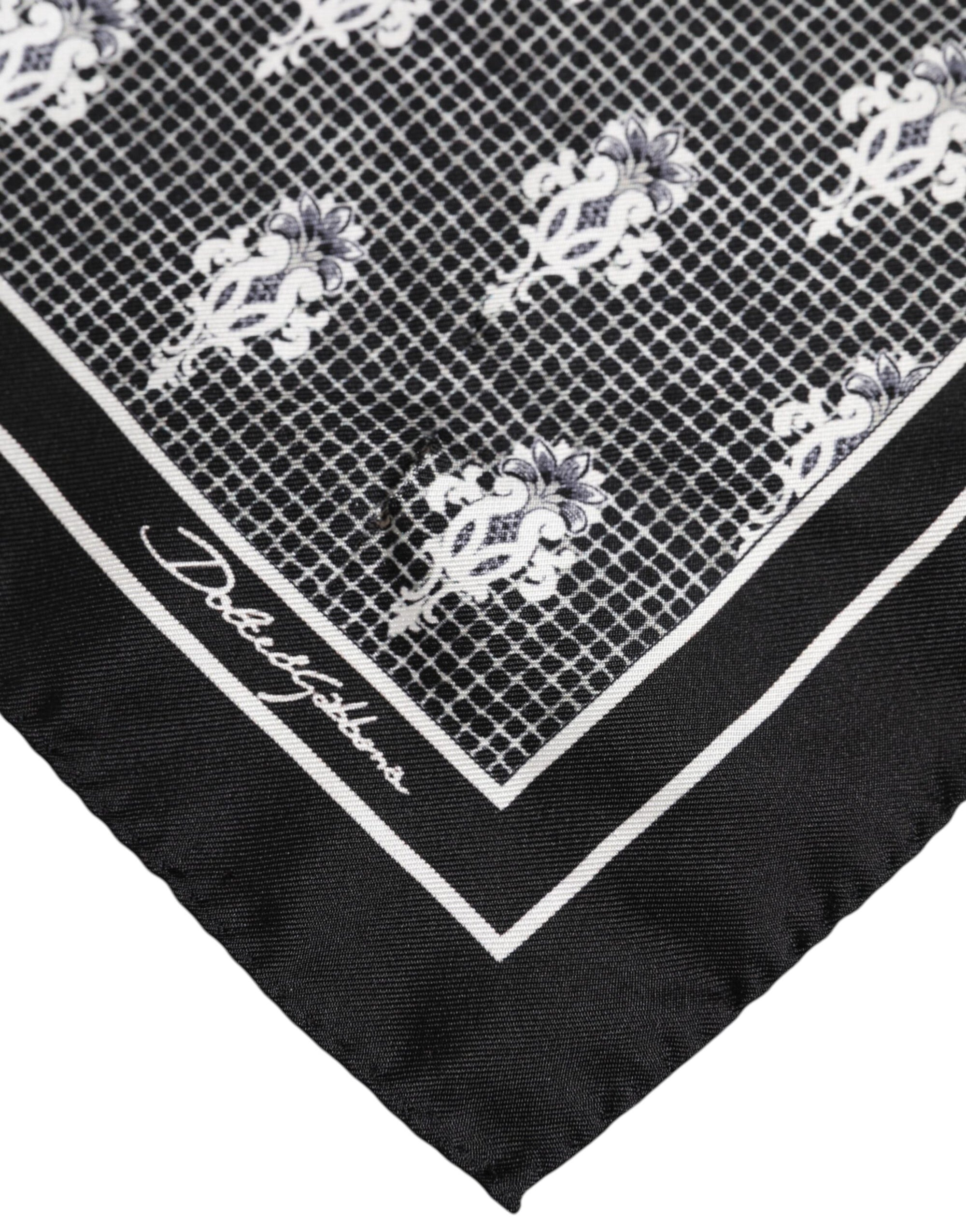Dolce & Gabbana Black White Printed Square Foulard Scarf