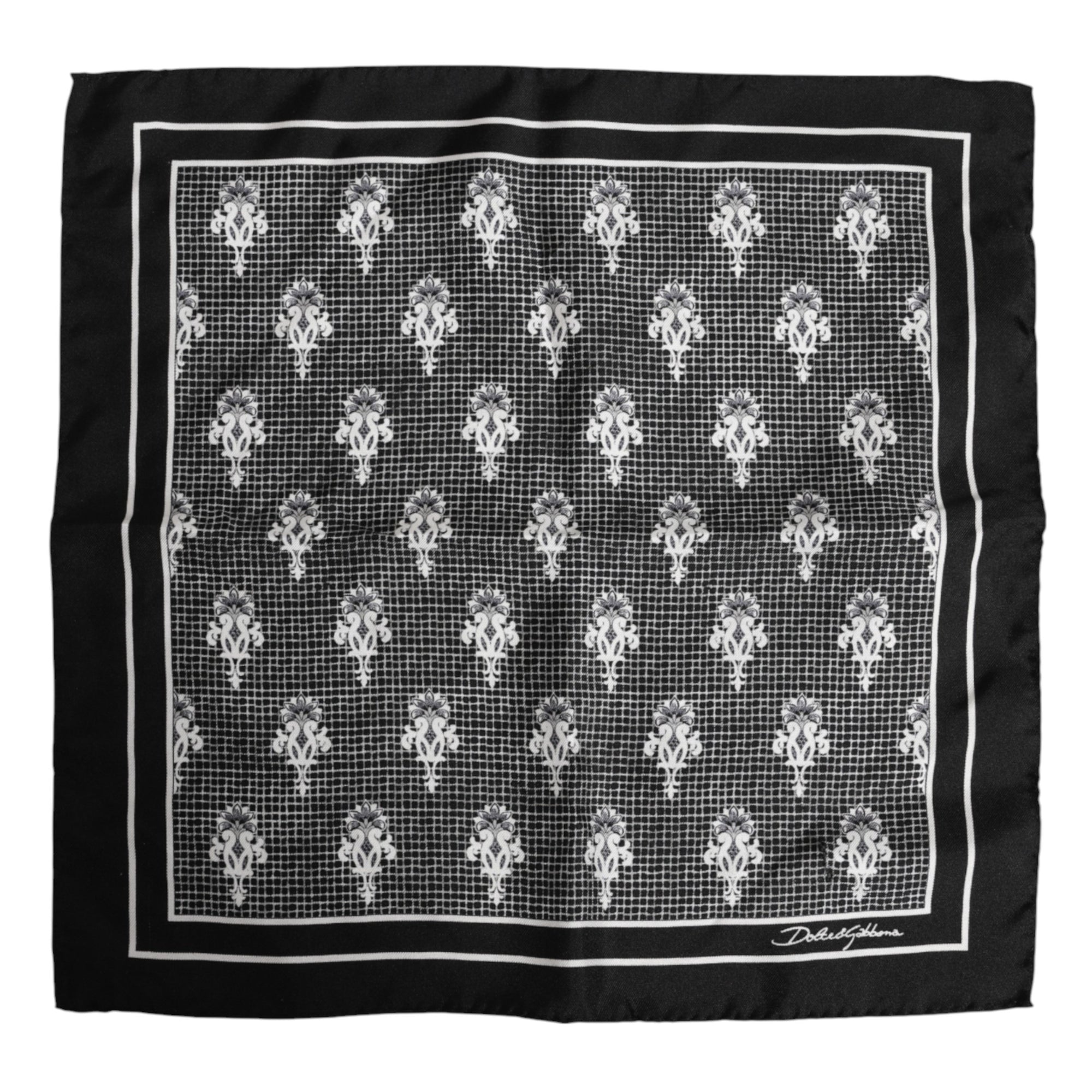Dolce & Gabbana Black White Printed Square Foulard Scarf