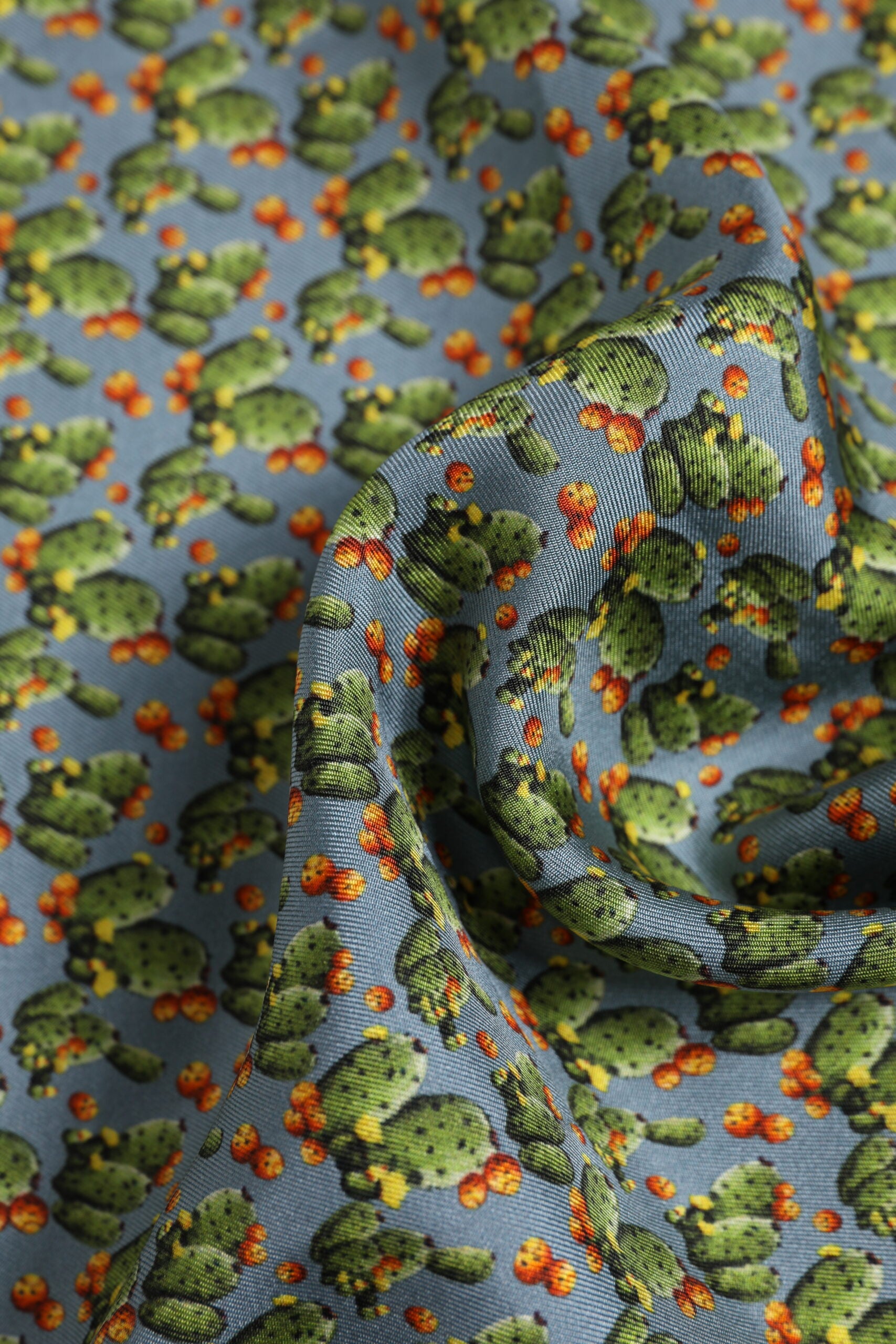 Dolce & Gabbana Gray Green Cactus Print Square Foulard Scarf