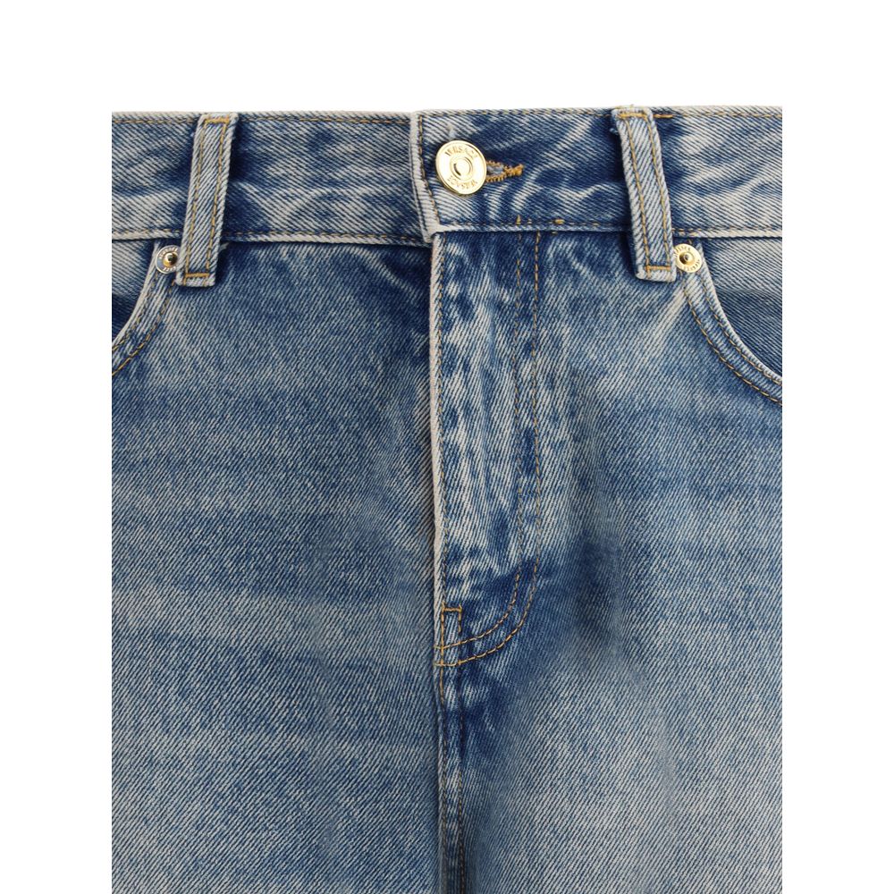 Versace Blue Cotton Straight-Leg Jeans