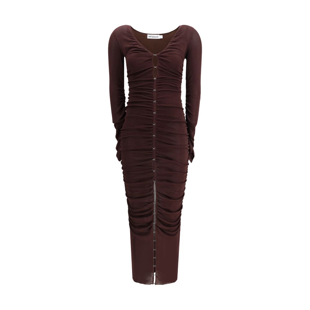 Self-Portrait Brown Viscose Casual Dress