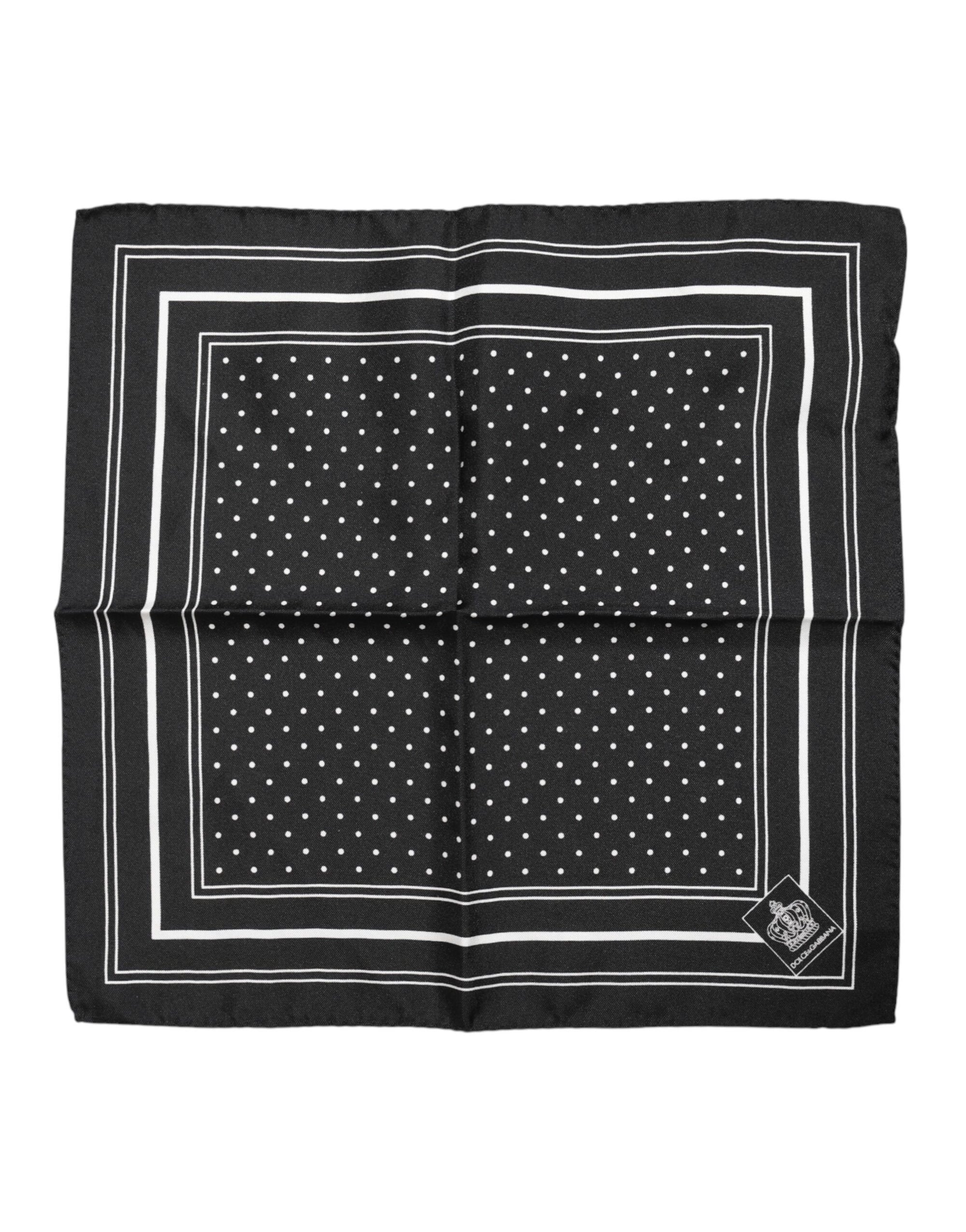Dolce & Gabbana Black White Polka Dot Men Foulard Scarf