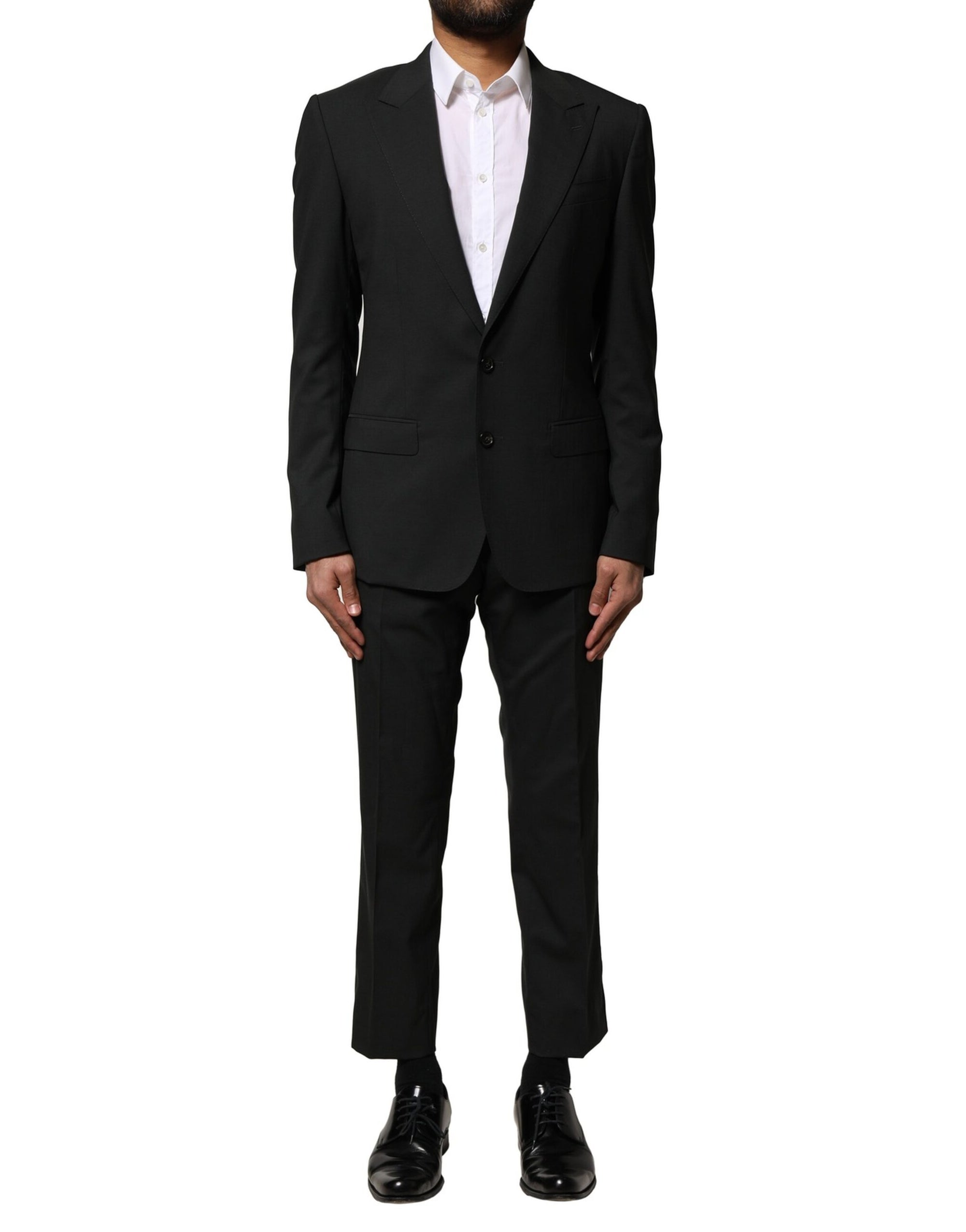 Dolce & Gabbana Black Wool 2 Piece Single Breasted Suit