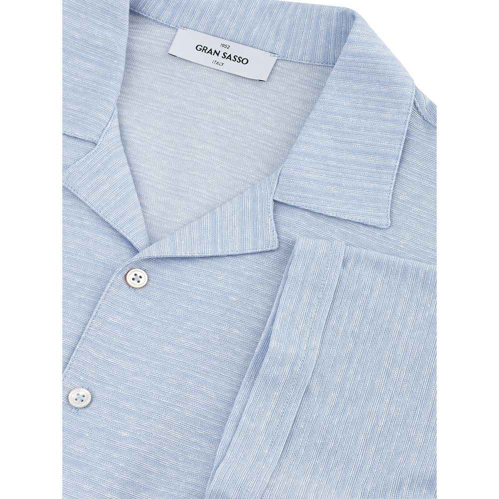 Gran Sasso Blue Linen And Cotton Shortsleeve