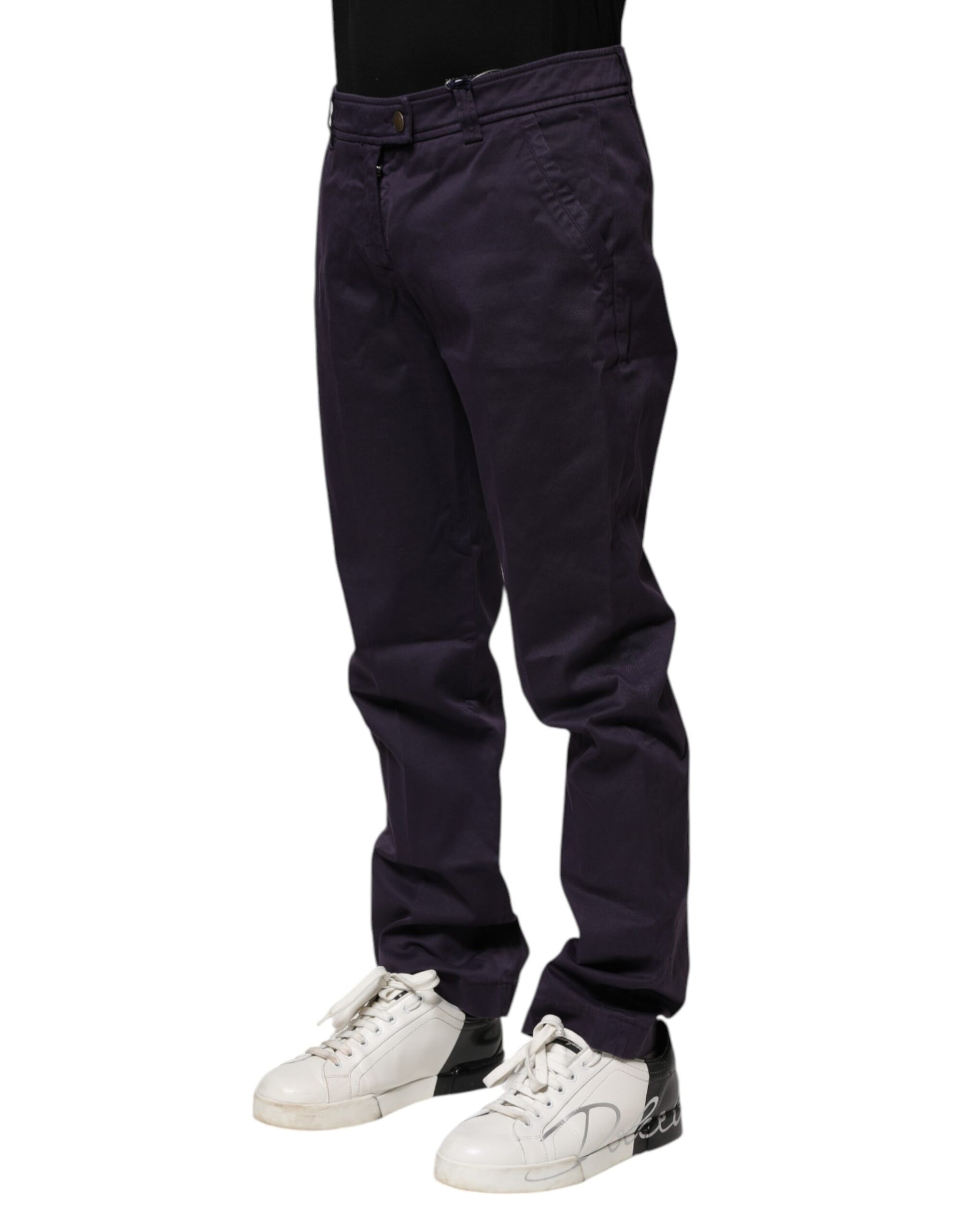 Incotex Dark Purple Mid Waist Casual Straight Pants