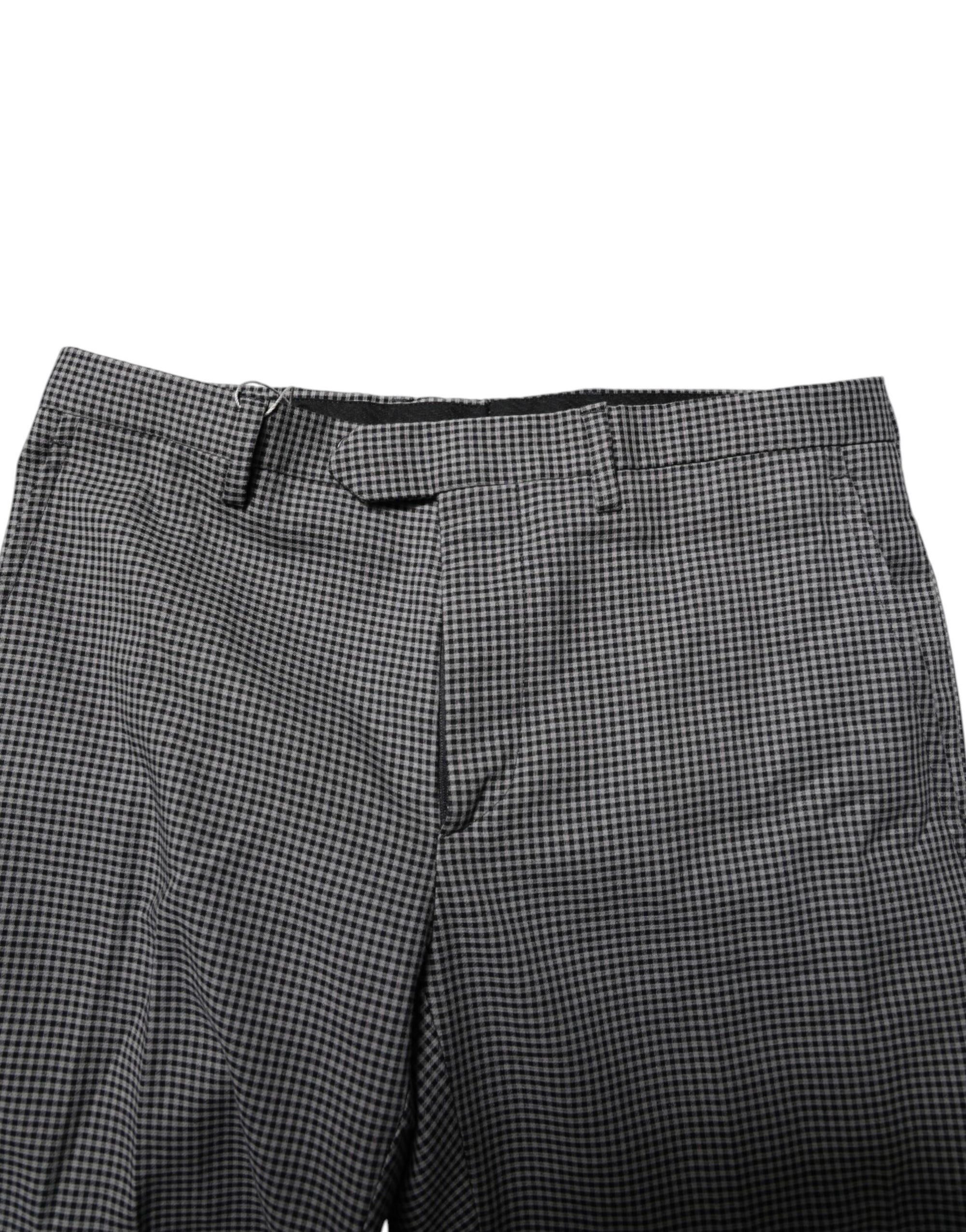 BENCIVENGA Black White Checkered Tapered Dress Pants