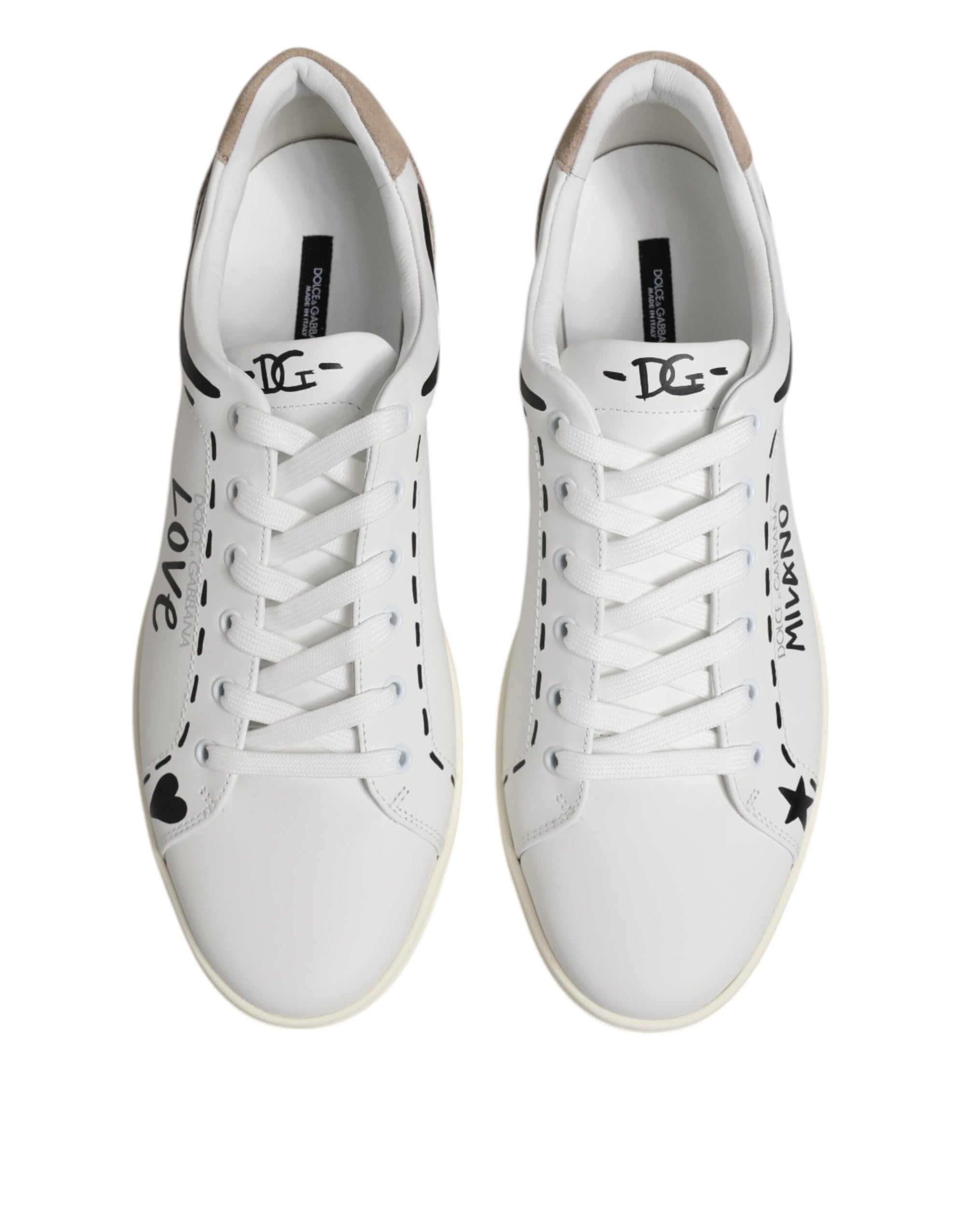 Dolce & Gabbana White Leather MILANO Low Top Sneakers Shoes