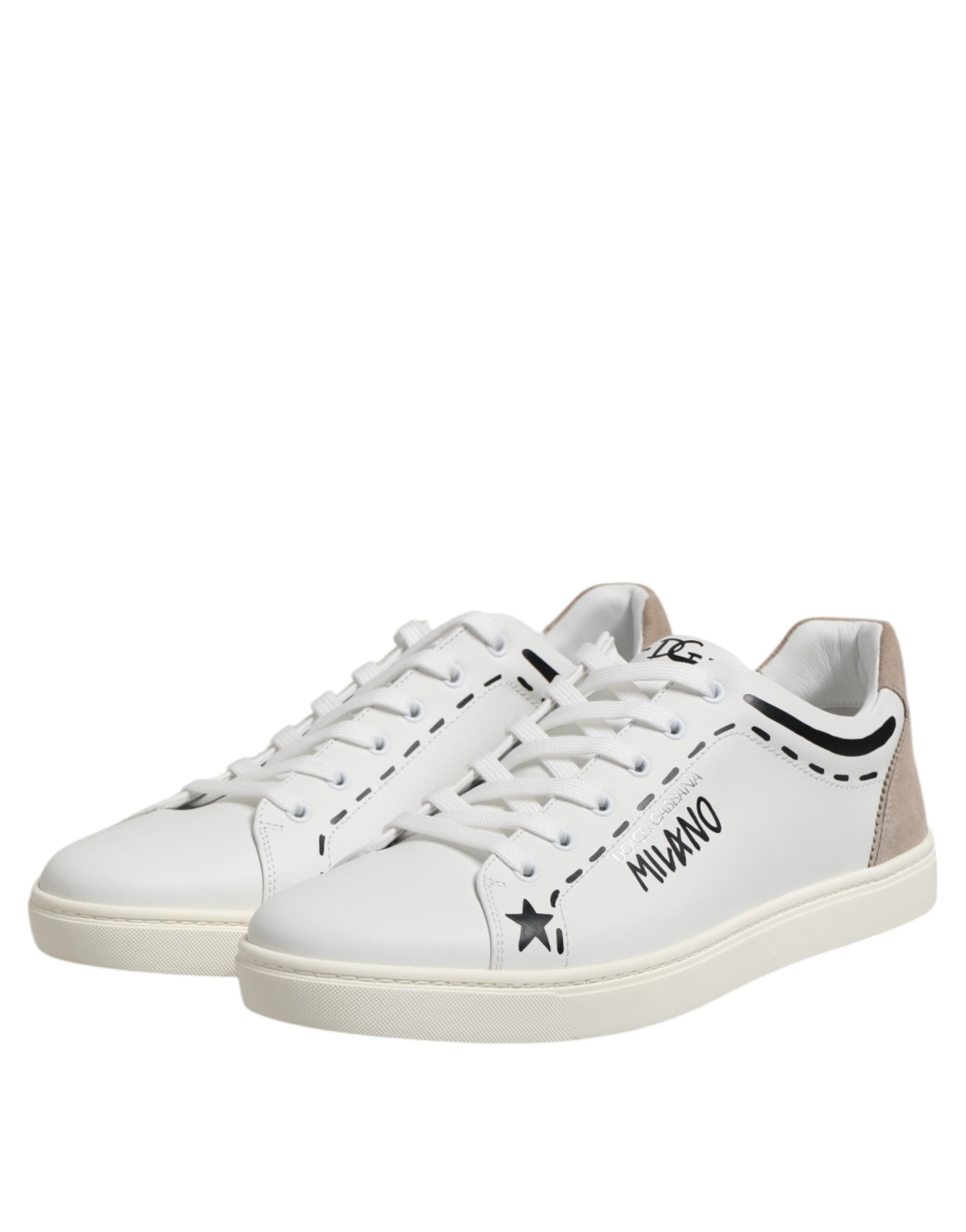 Dolce & Gabbana White Leather MILANO Low Top Sneakers Shoes