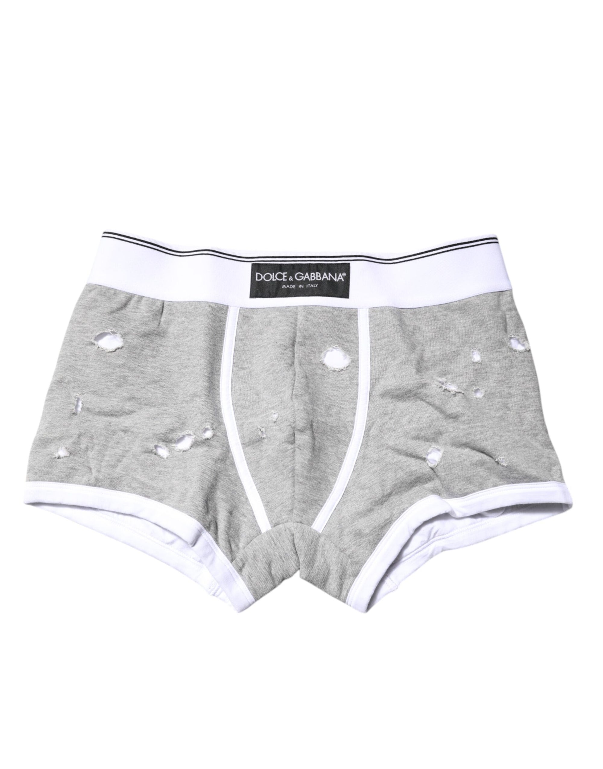 Dolce & Gabbana Gray Cotton Stretch Regular Boxer Underwear
