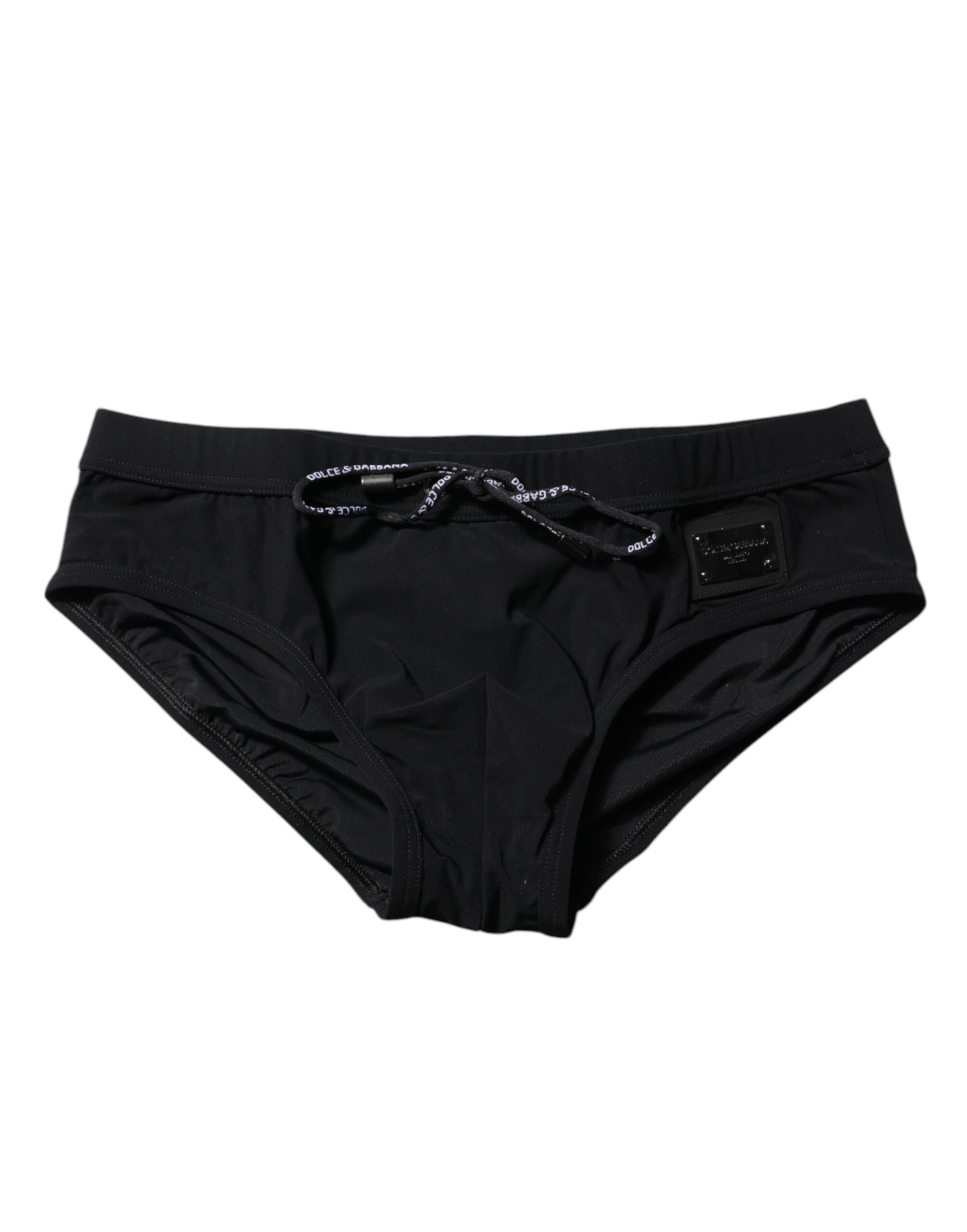 Dolce & Gabbana Black Logo Plaque Men Beachwear Brief Swimwear