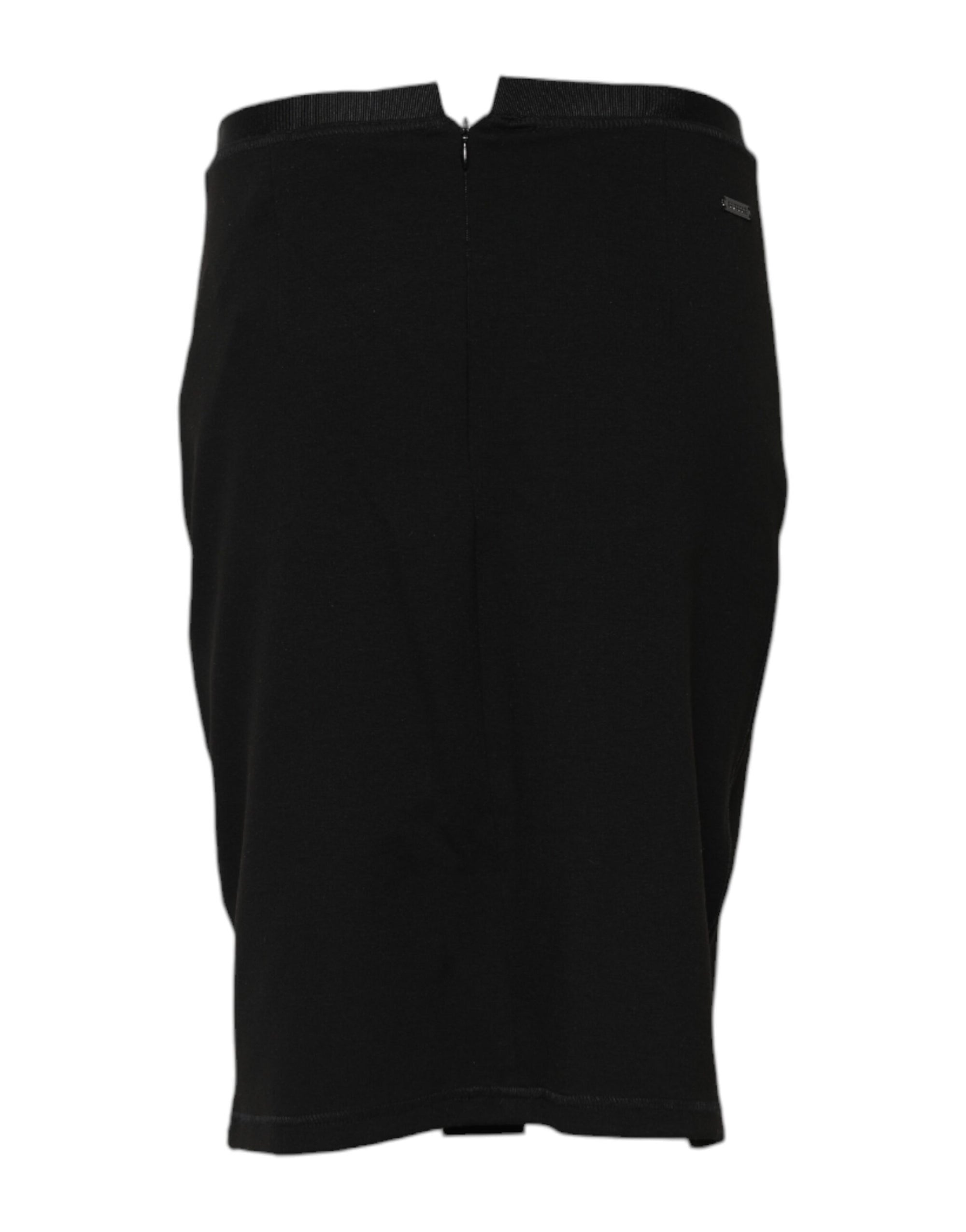 GF Ferre Black Polyester Pencil Cut Knee Length Skirt