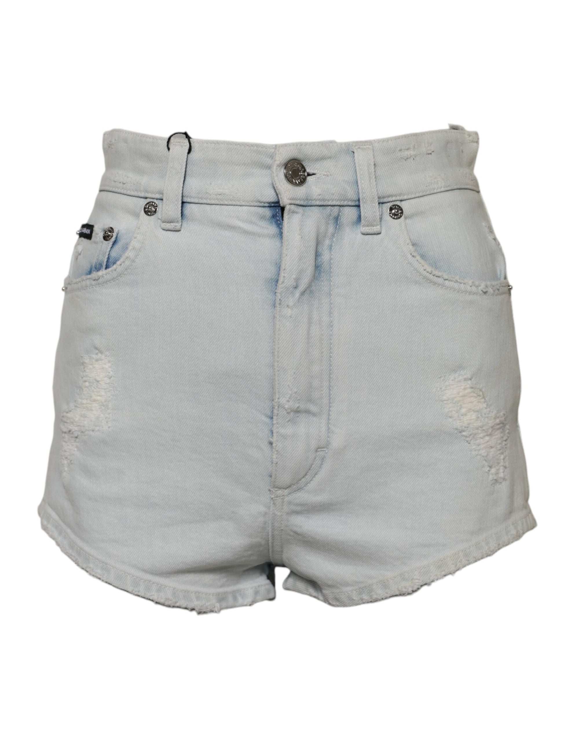 Dolce & Gabbana Light Blue Washed Denim Cotton Hot Pants Shorts
