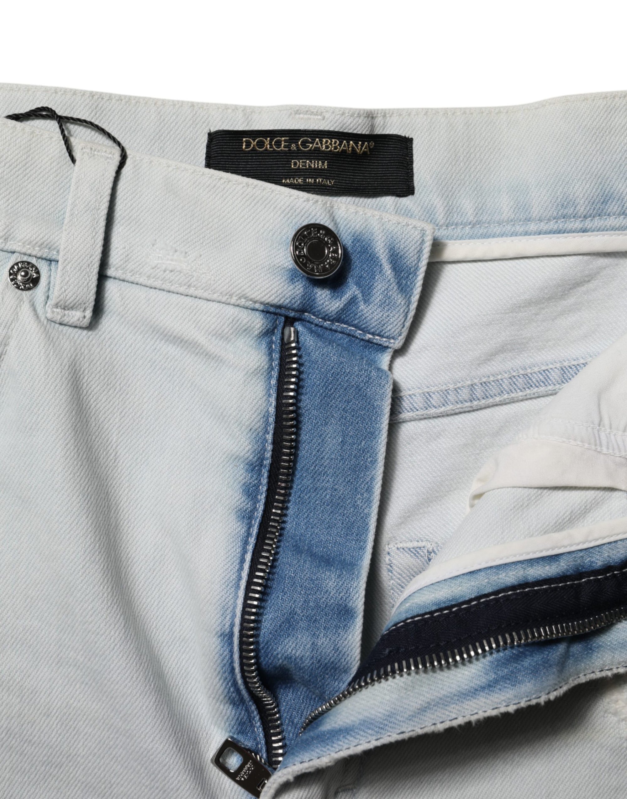 Dolce & Gabbana Light Blue Washed Denim Cotton Hot Pants Shorts