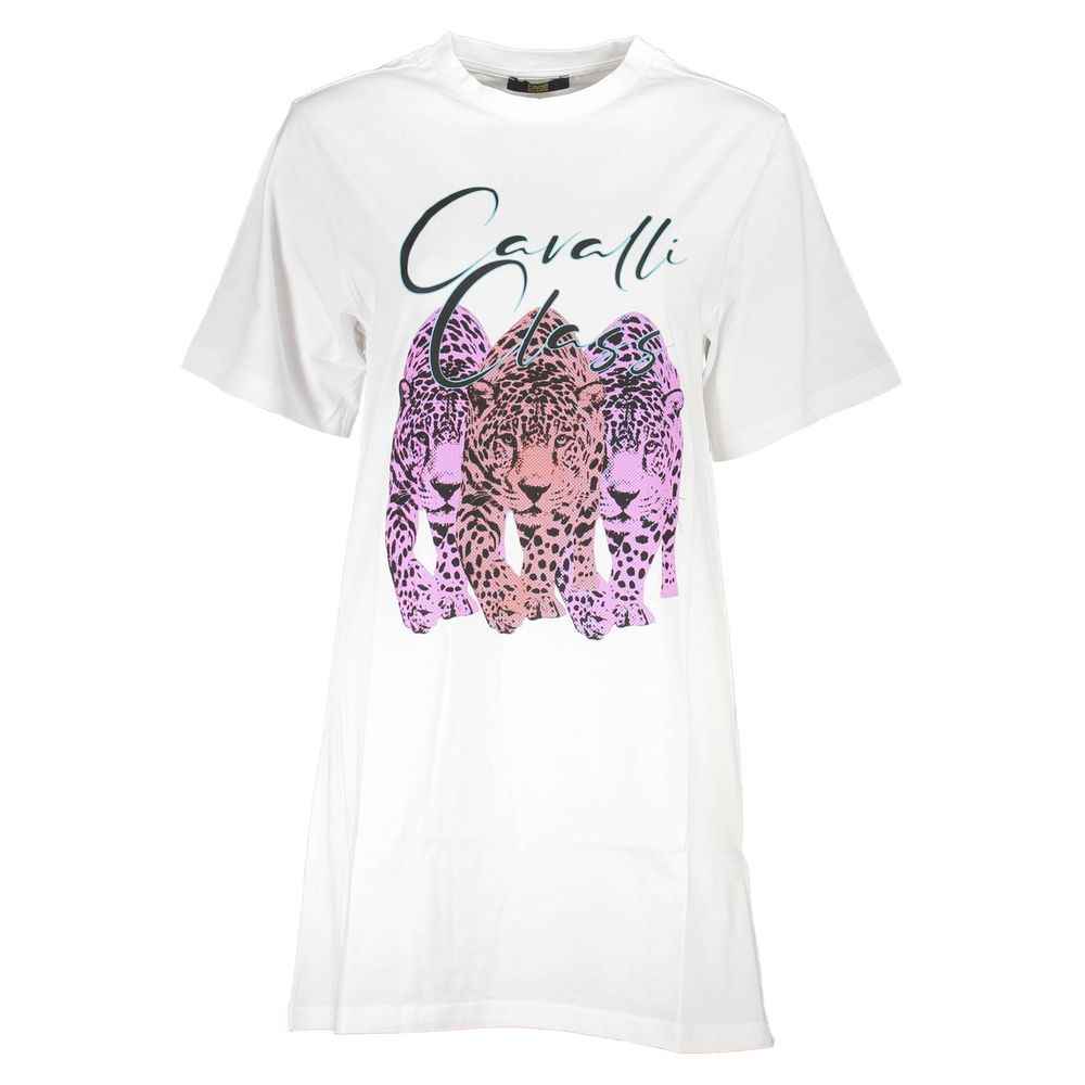 Cavalli Class White Cotton Dress