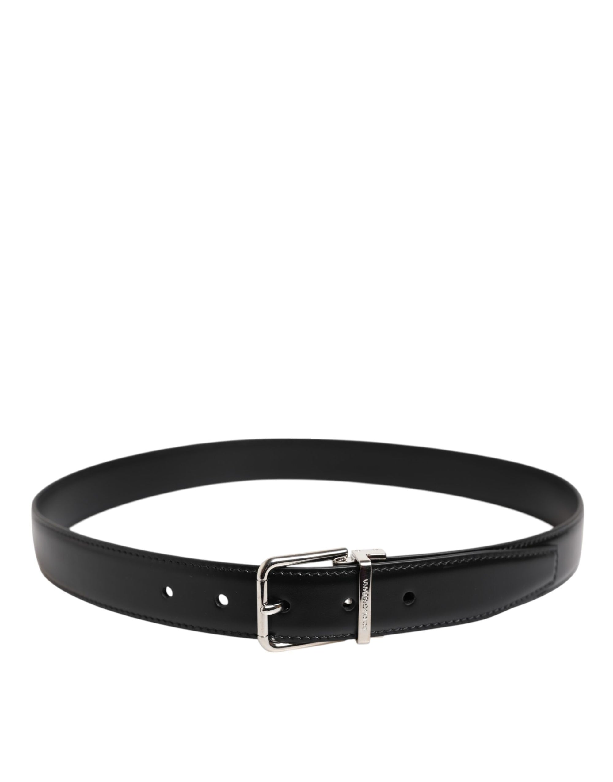 Dolce & Gabbana Black Classic Leather Metal Buckle Belt