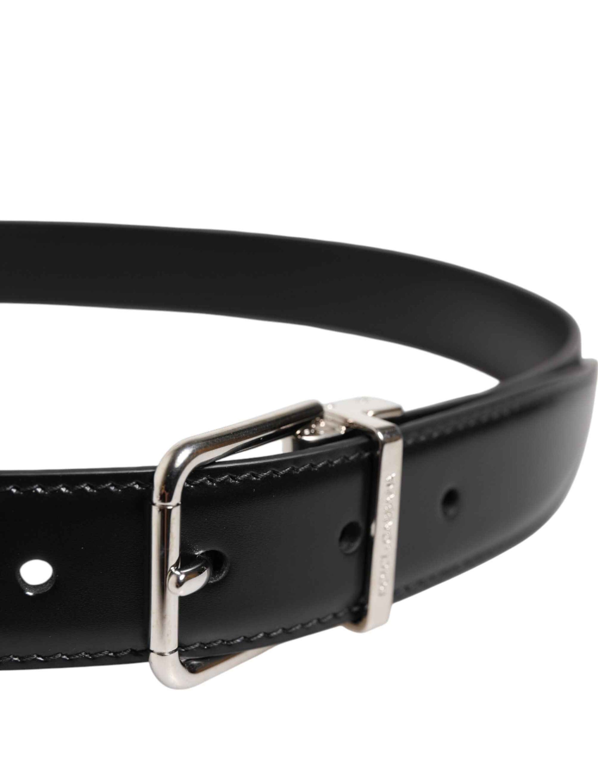 Dolce & Gabbana Black Classic Leather Metal Buckle Belt